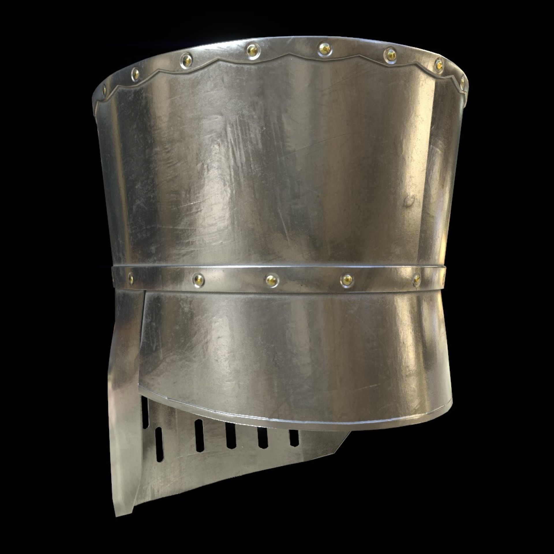 Medieval Knight helmets Pack Low-poly 3D model_27