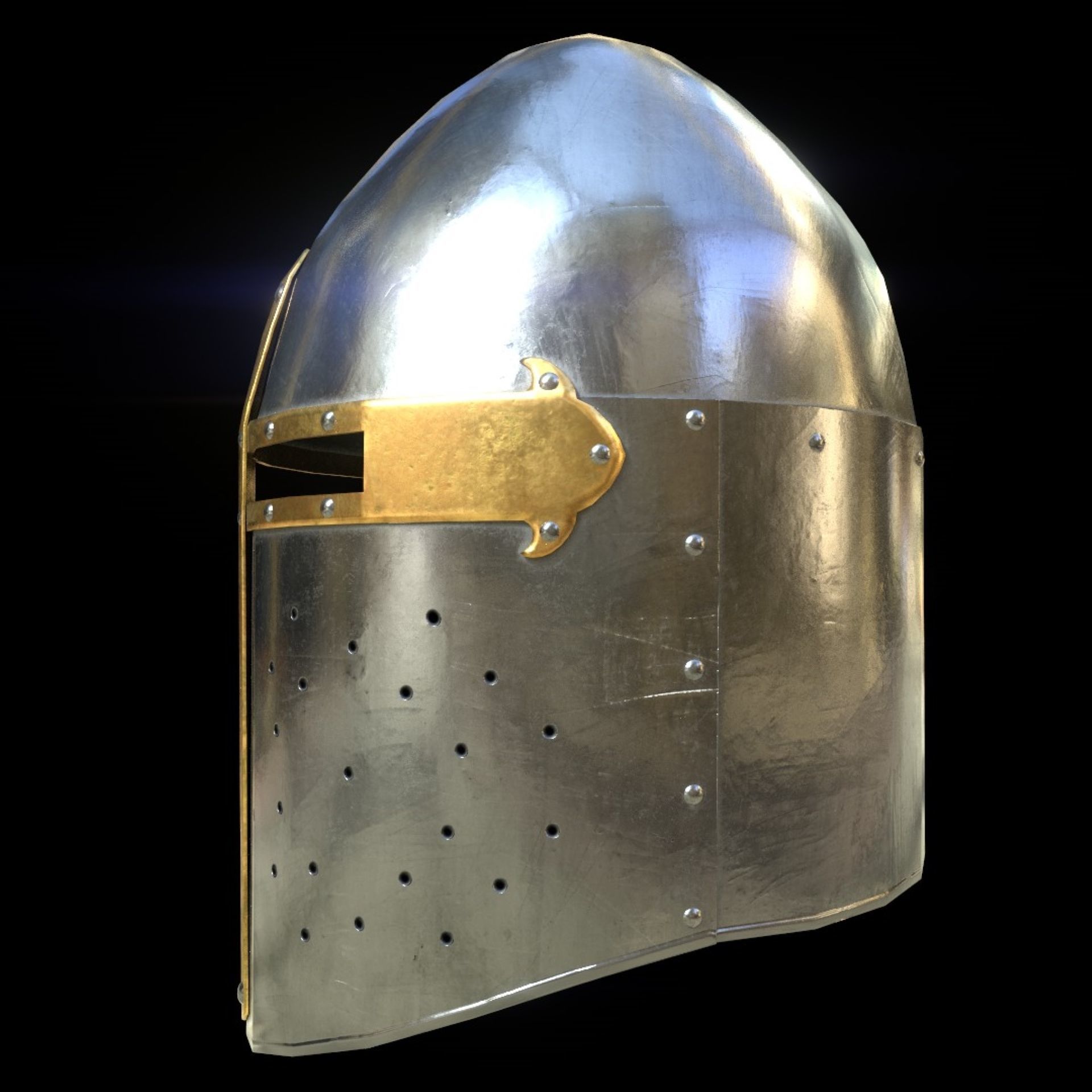 Medieval Knight helmets Pack Low-poly 3D model_11