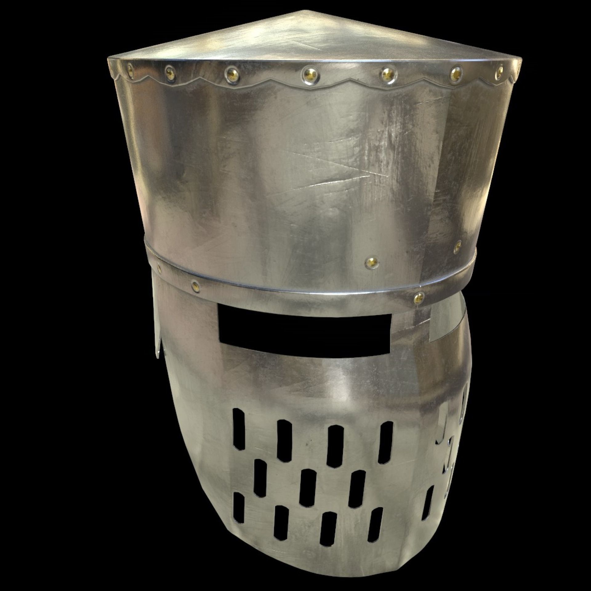 Medieval Knight helmets Pack Low-poly 3D model_30