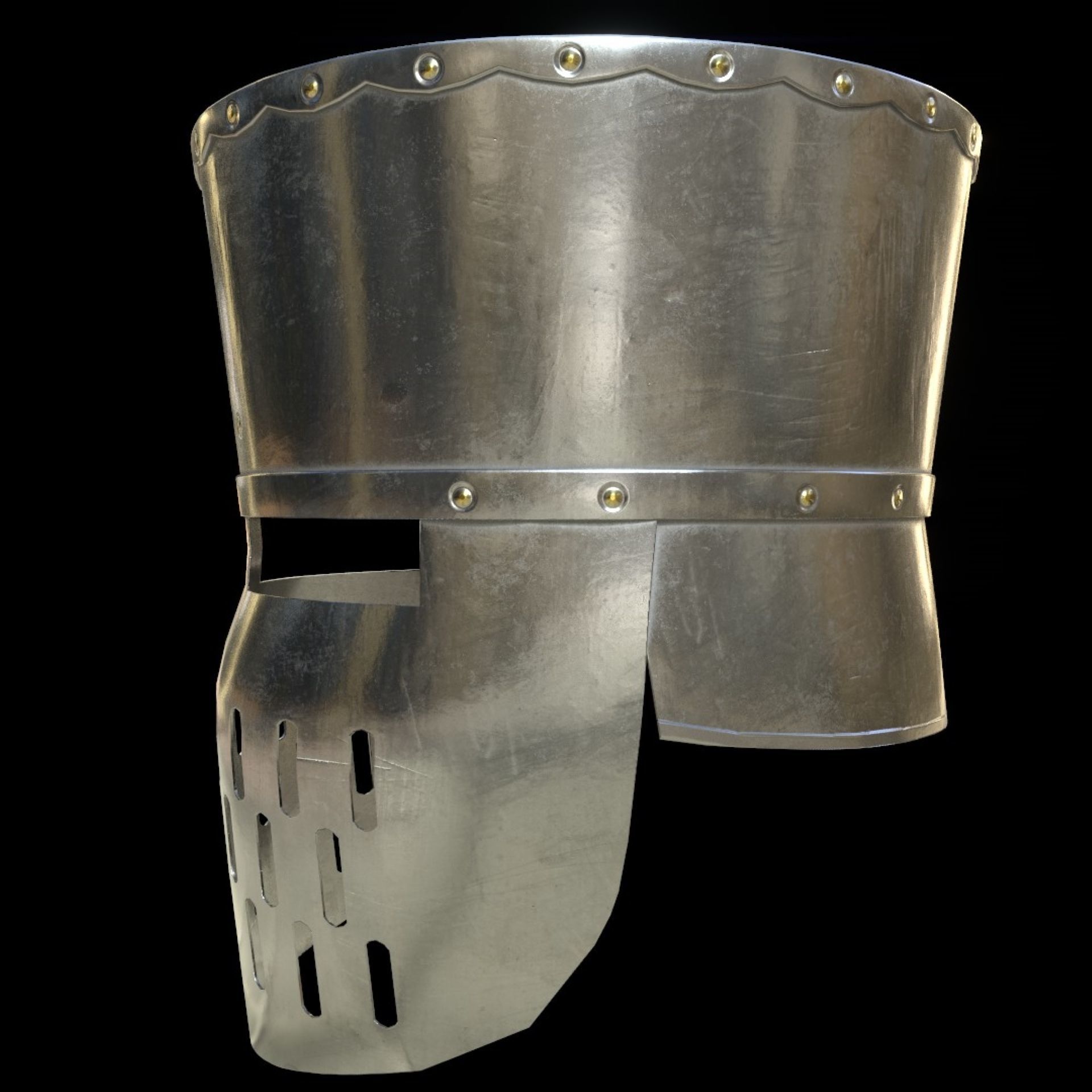 Medieval Knight helmets Pack Low-poly 3D model_26