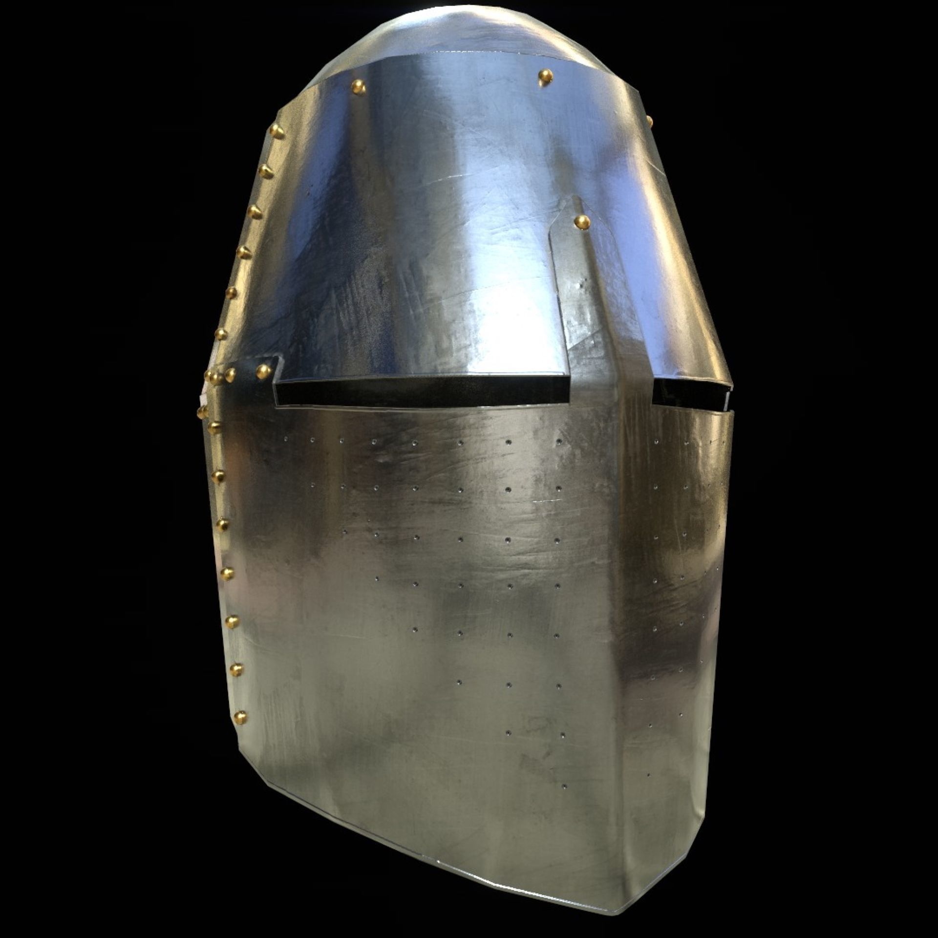 Medieval Knight helmets Pack Low-poly 3D model_1