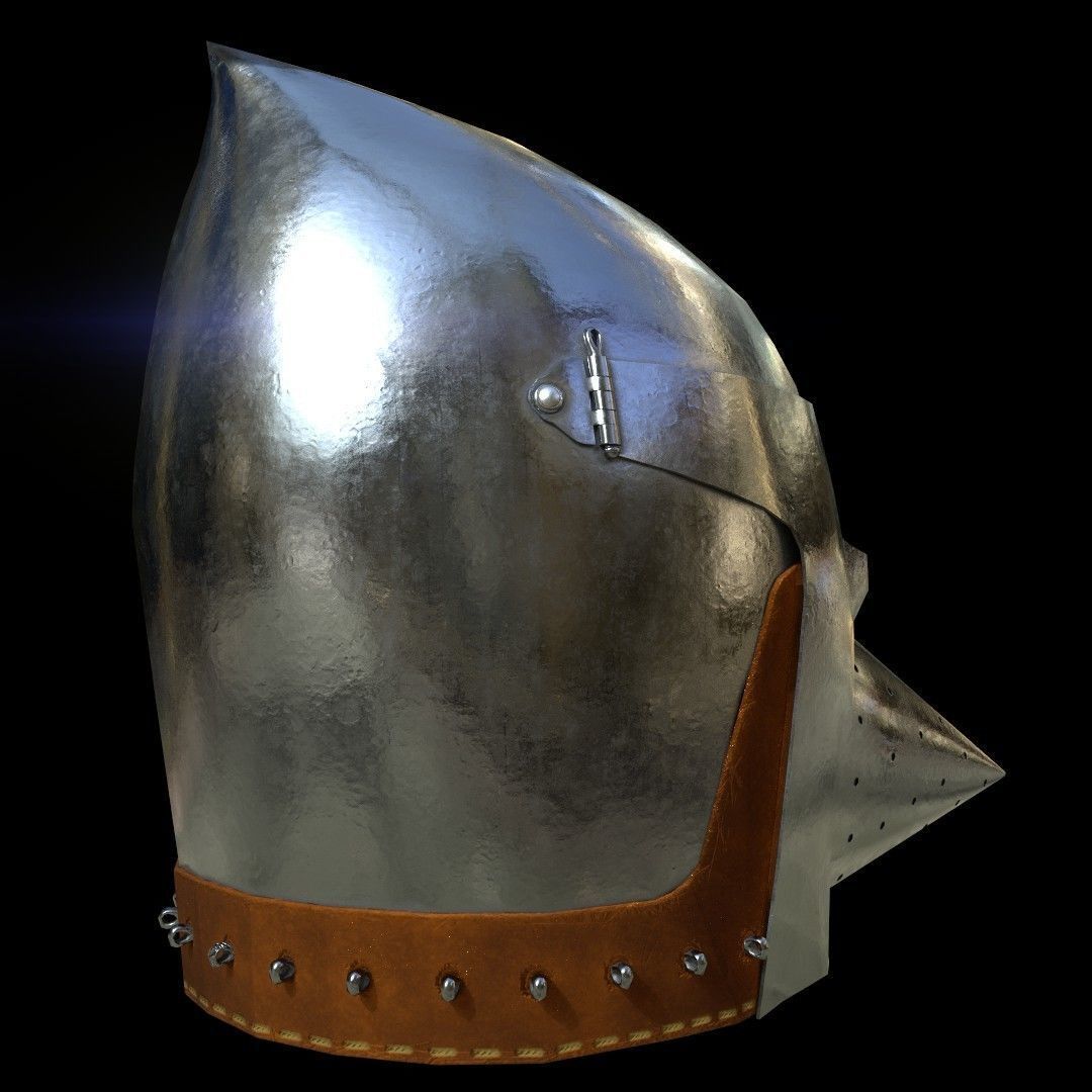Medieval Knight helmets Pack Low-poly 3D model_37