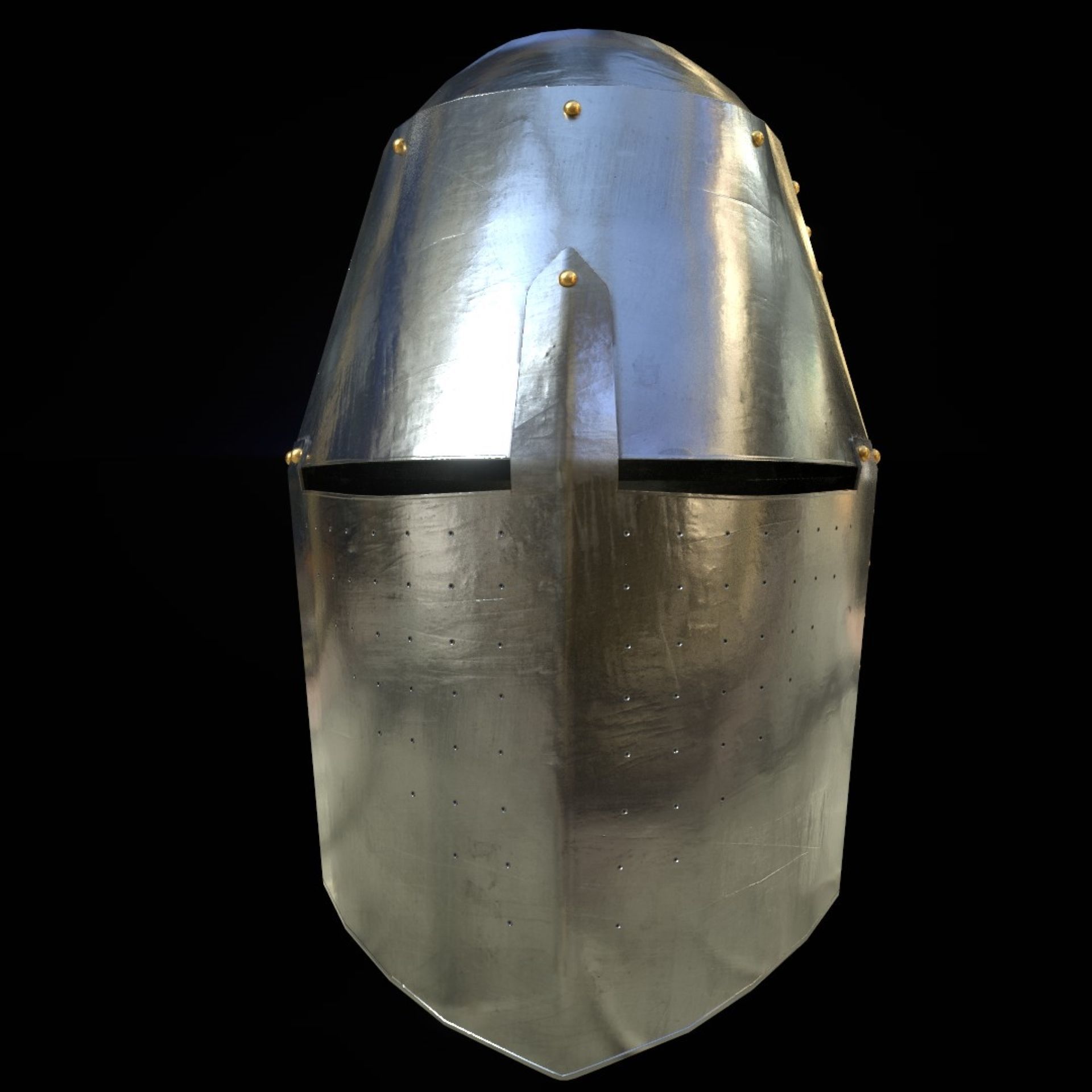 Medieval Knight helmets Pack Low-poly 3D model_7