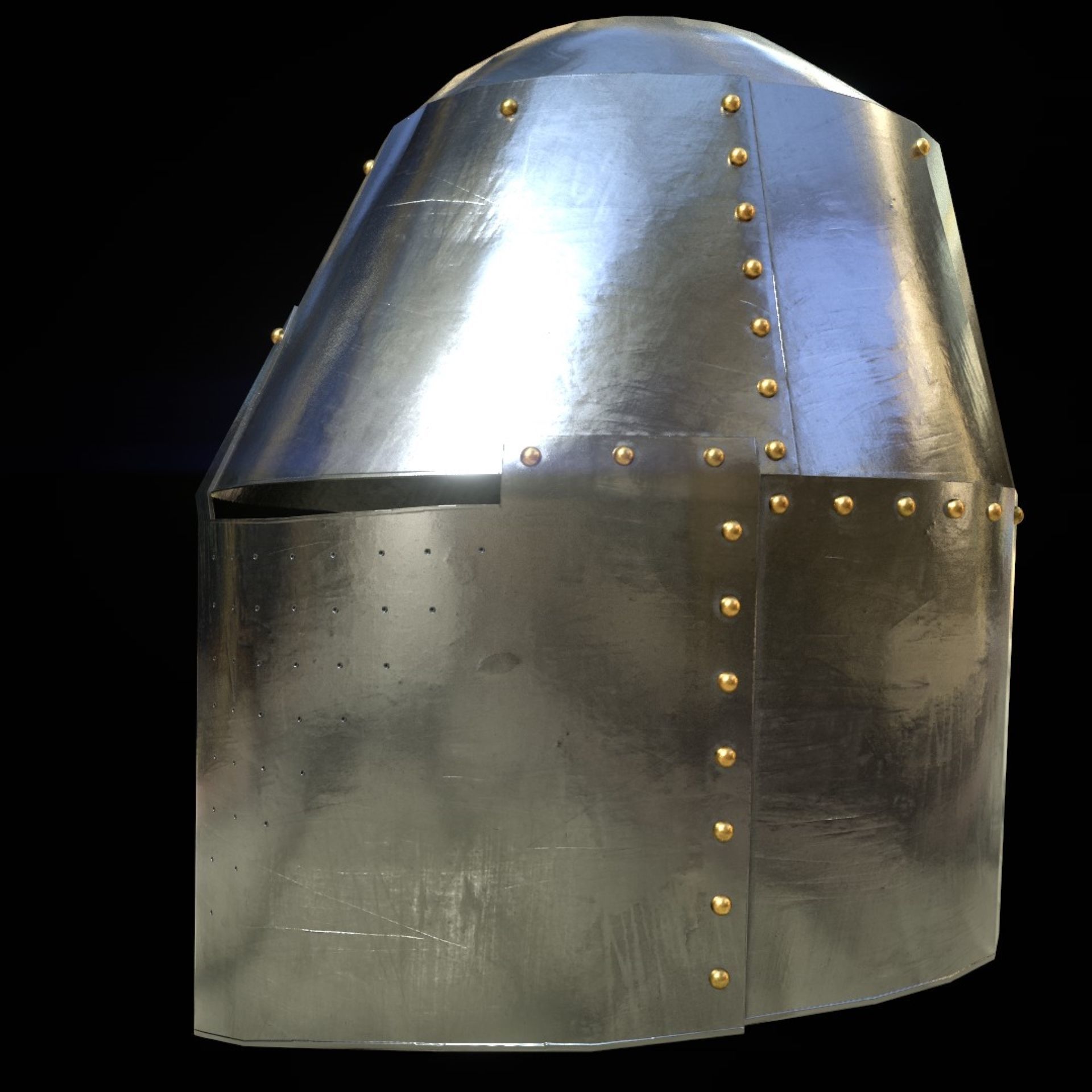 Medieval Knight helmets Pack Low-poly 3D model_3
