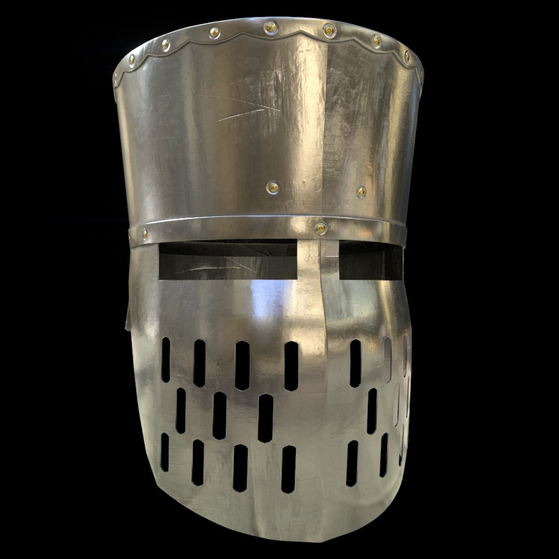 Medieval Knight helmets Pack Low-poly 3D model_23