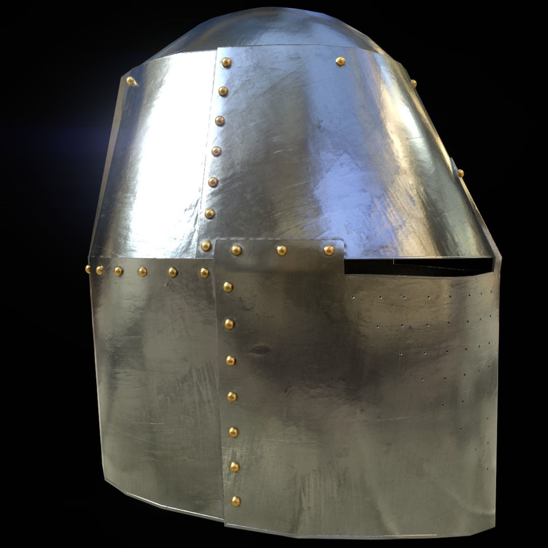 Medieval Knight helmets Pack Low-poly 3D model_6