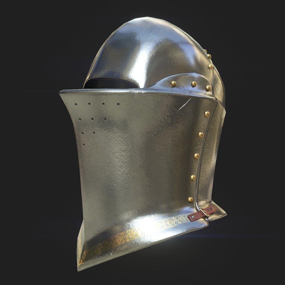 Medieval Knight helmets Pack Low-poly 3D model_16