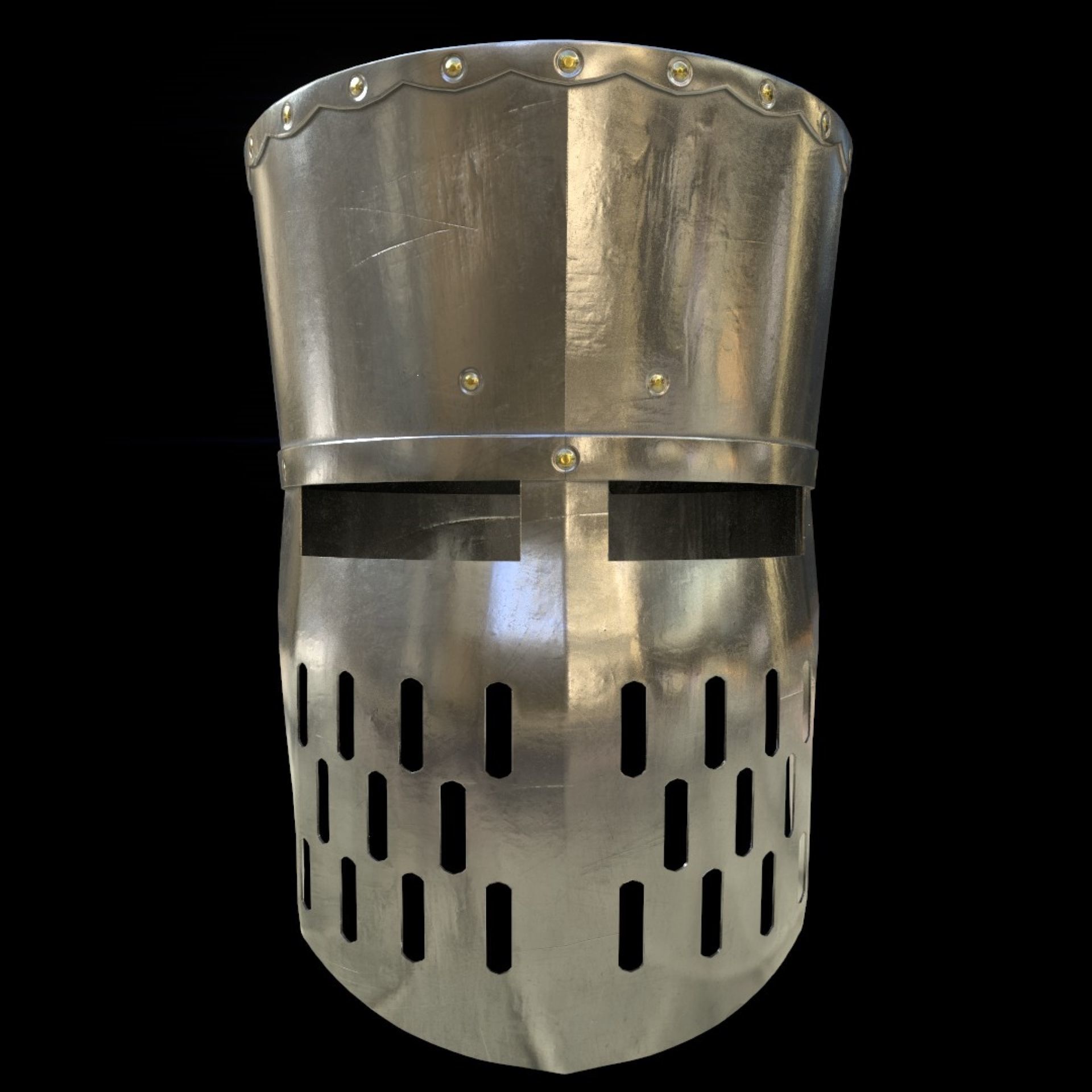 Medieval Knight helmets Pack Low-poly 3D model_24