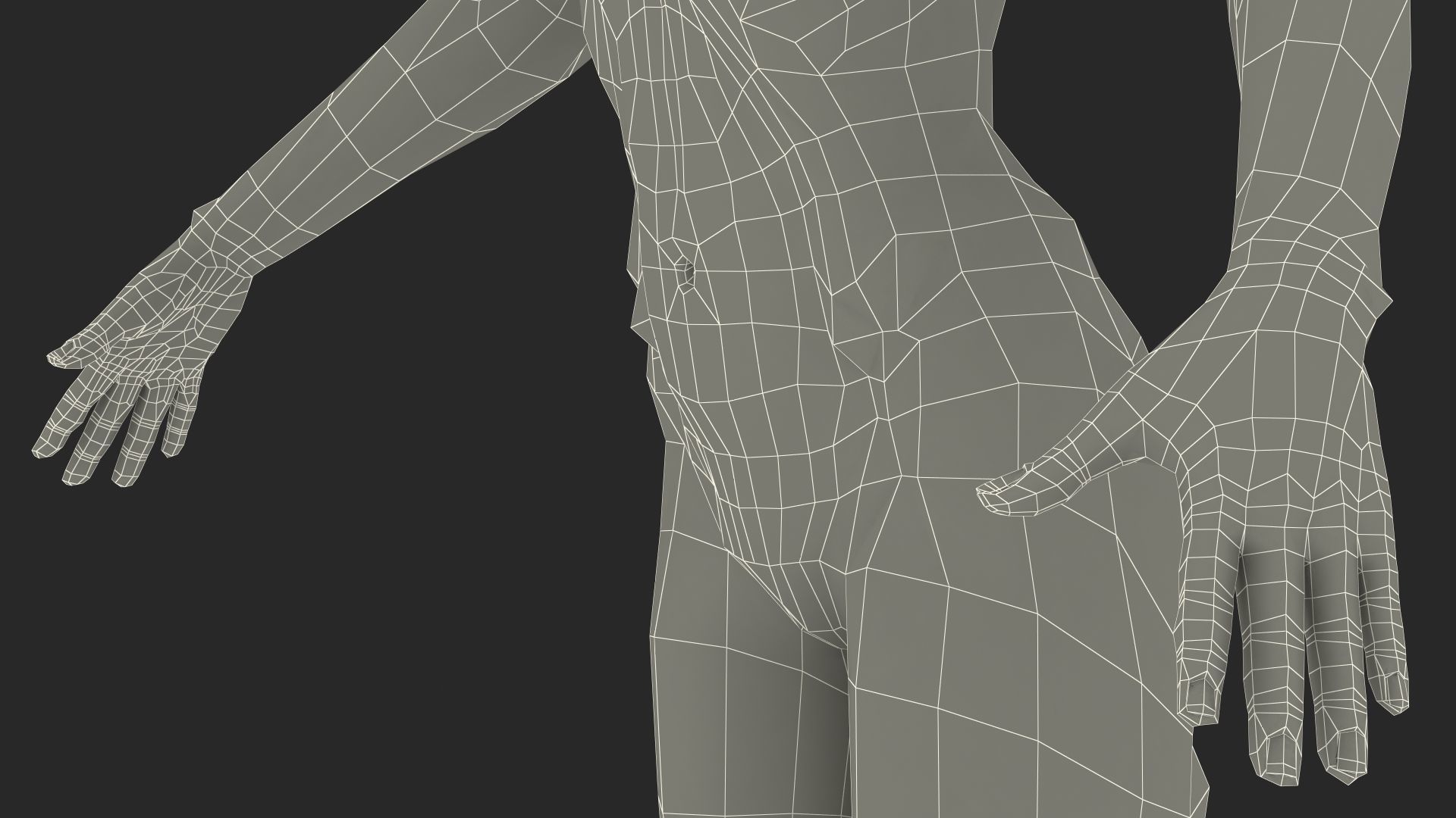 Young Woman Light Skin Black T Pose 3D model_32