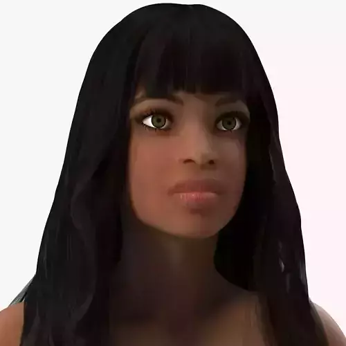 Young Woman Light Skin Black T Pose 3D model