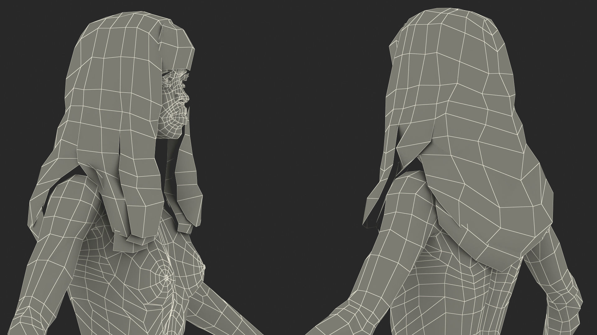 Young Woman Light Skin Black T Pose 3D model_29