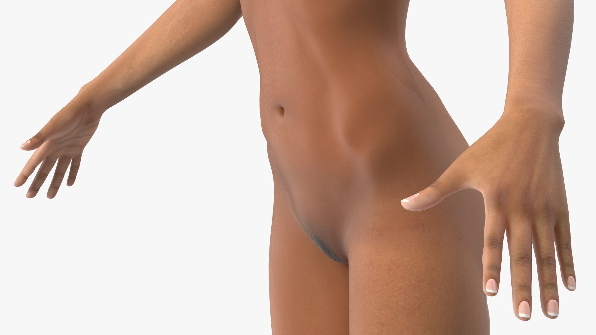 Young Woman Light Skin Black T Pose 3D model_15