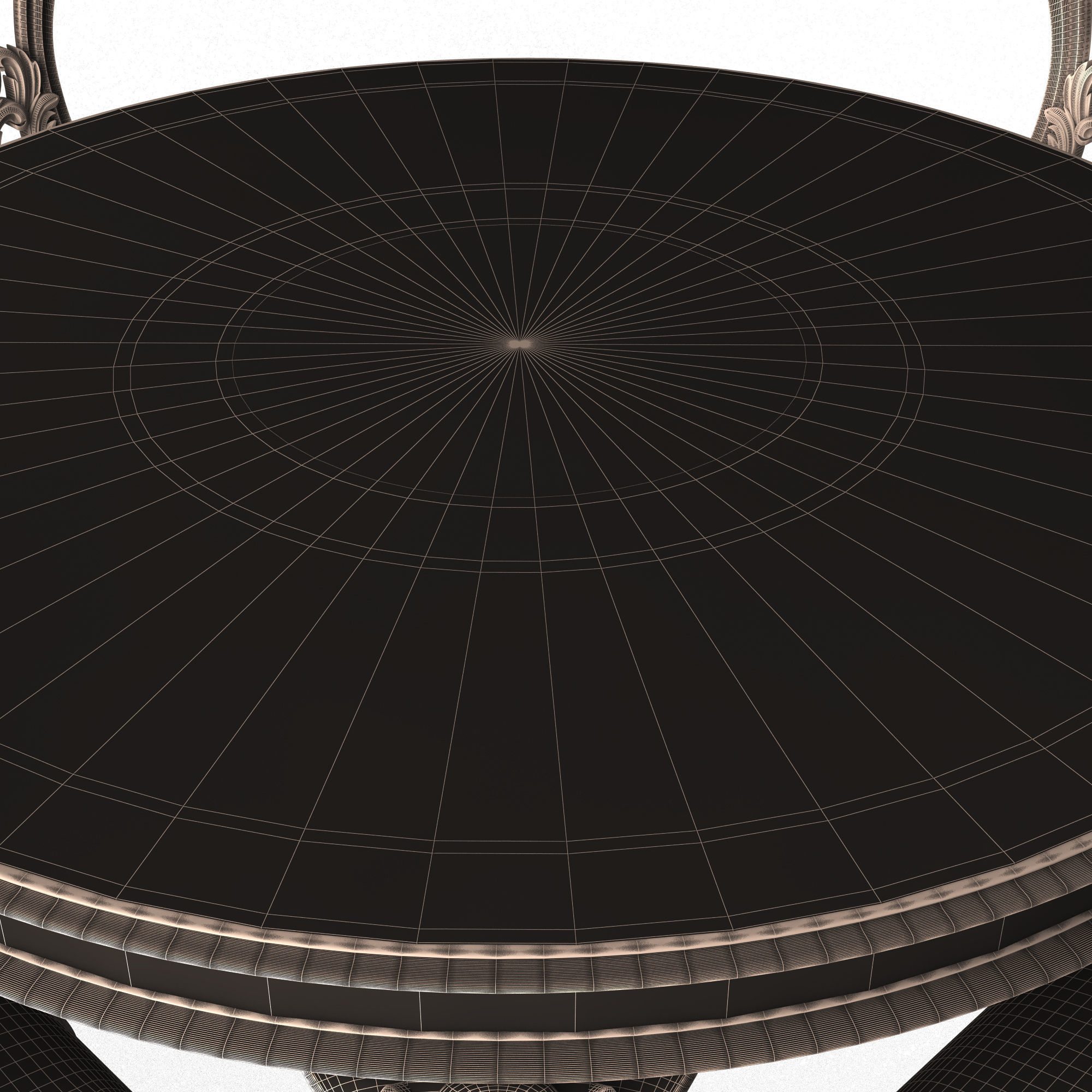 Classic Round Dinning Table and Chairs Low-poly 3D model_9