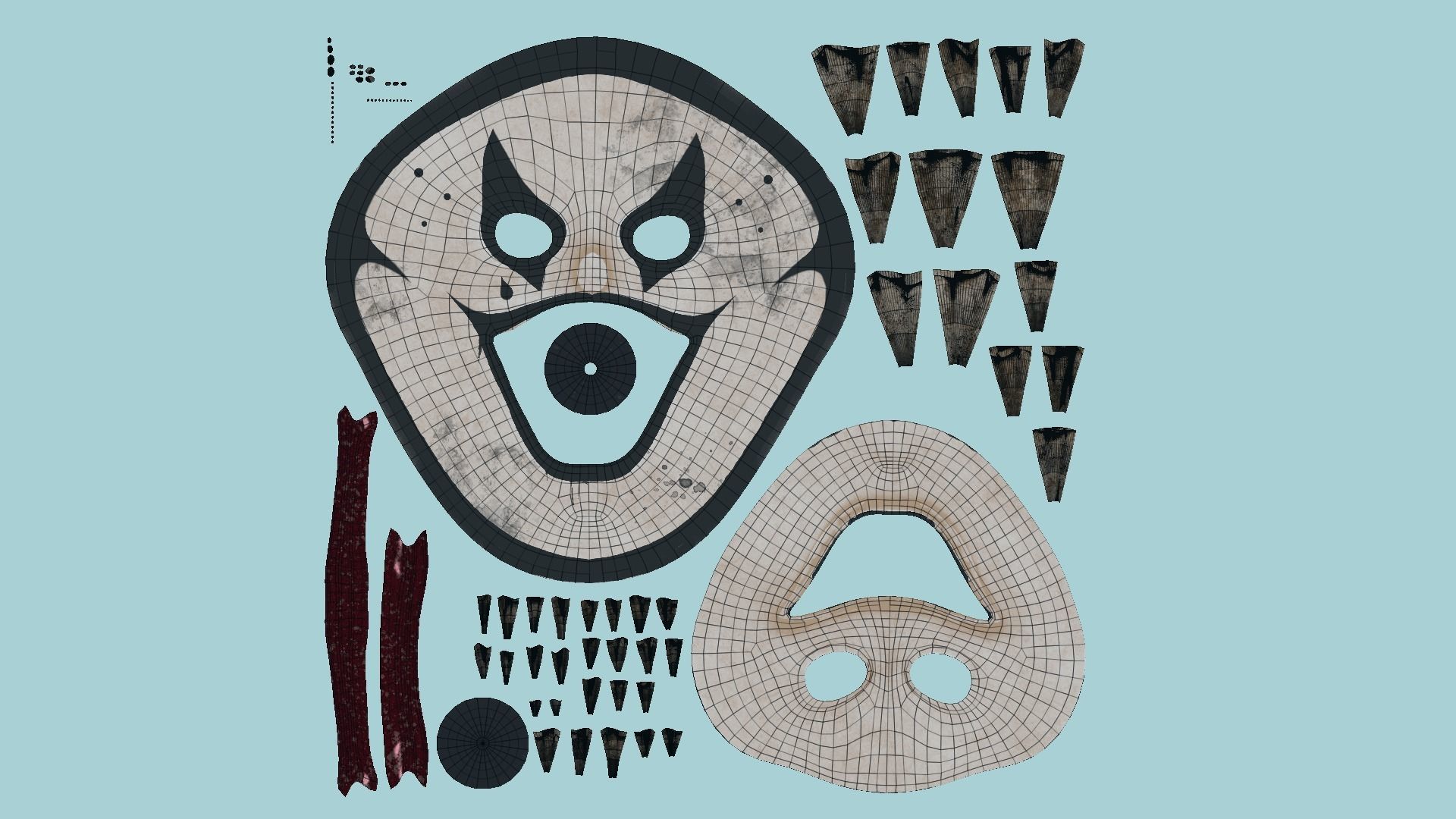Clown Terror Mask 01 Black White - Character Design Fashion Low-poly 3D model_5