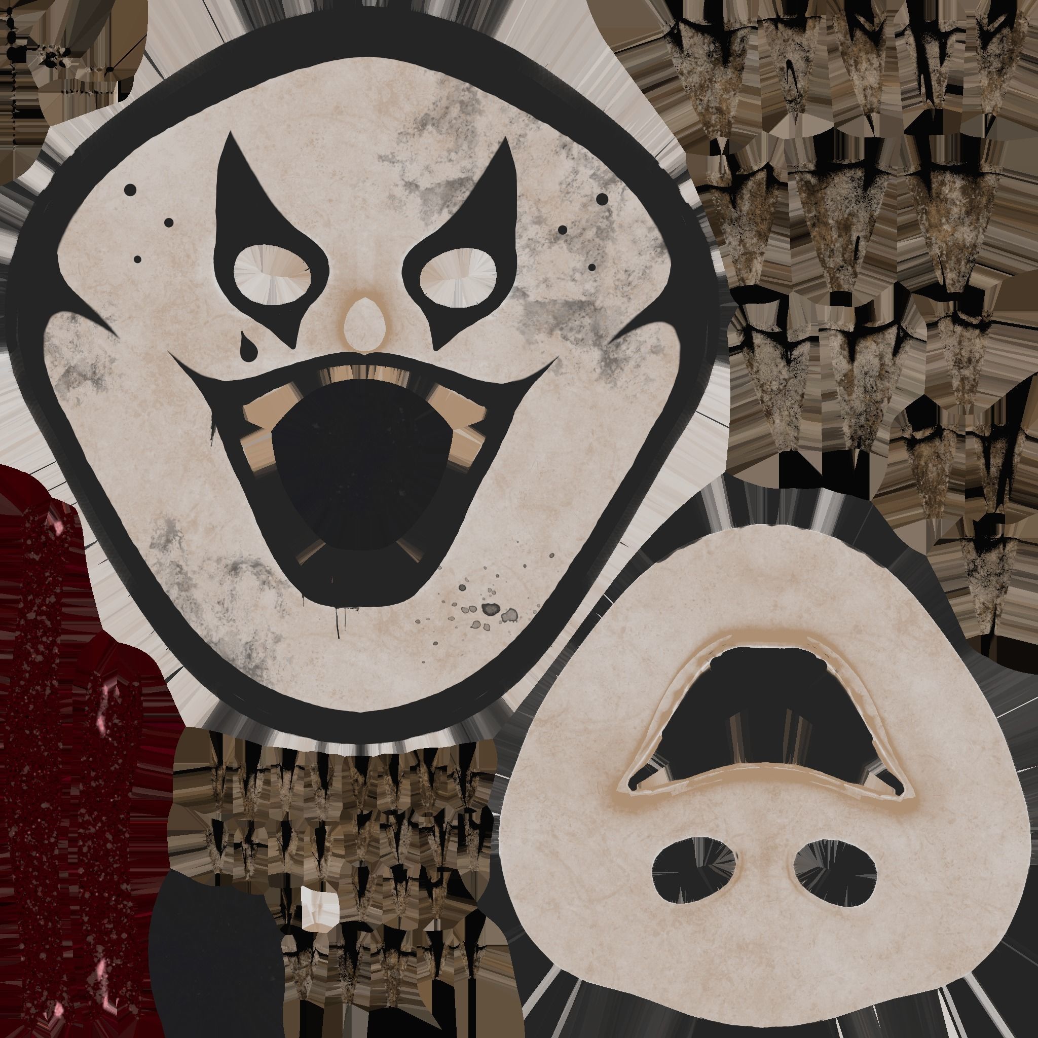 Clown Terror Mask 01 Black White - Character Design Fashion Low-poly 3D model_17