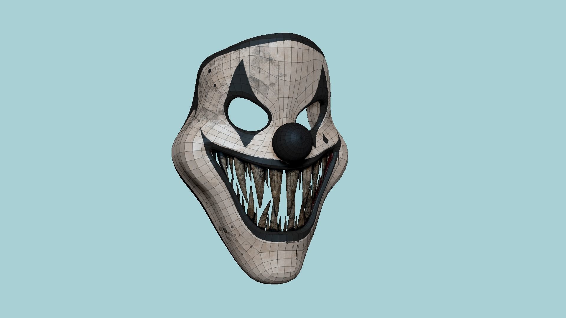Clown Terror Mask 01 Black White - Character Design Fashion Low-poly 3D model_6