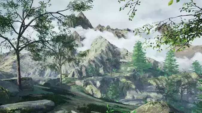 Mountain Nature pack Low-poly 3D model