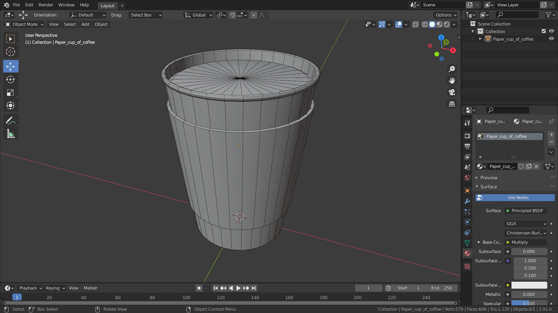 Paper cup of coffee Low-poly 3D model_8