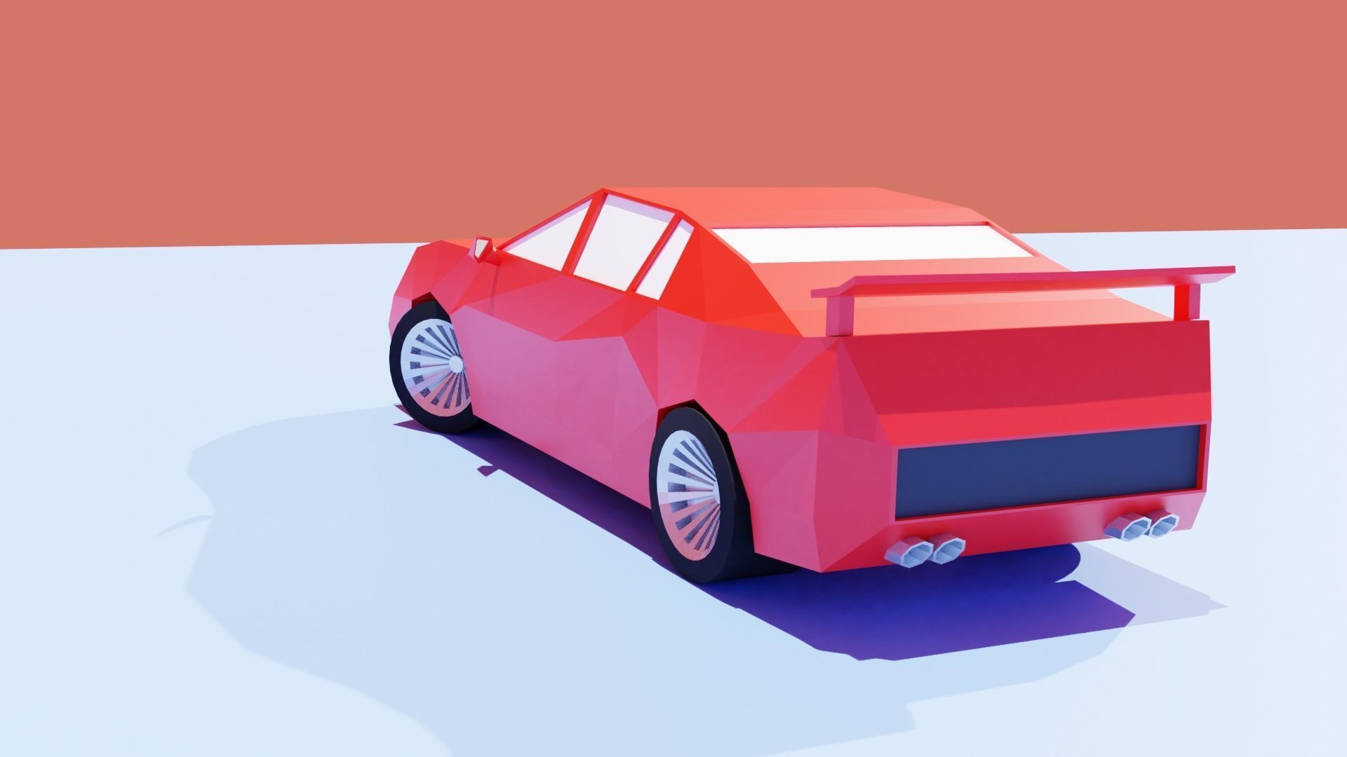 low poly car Low-poly 3D model_2