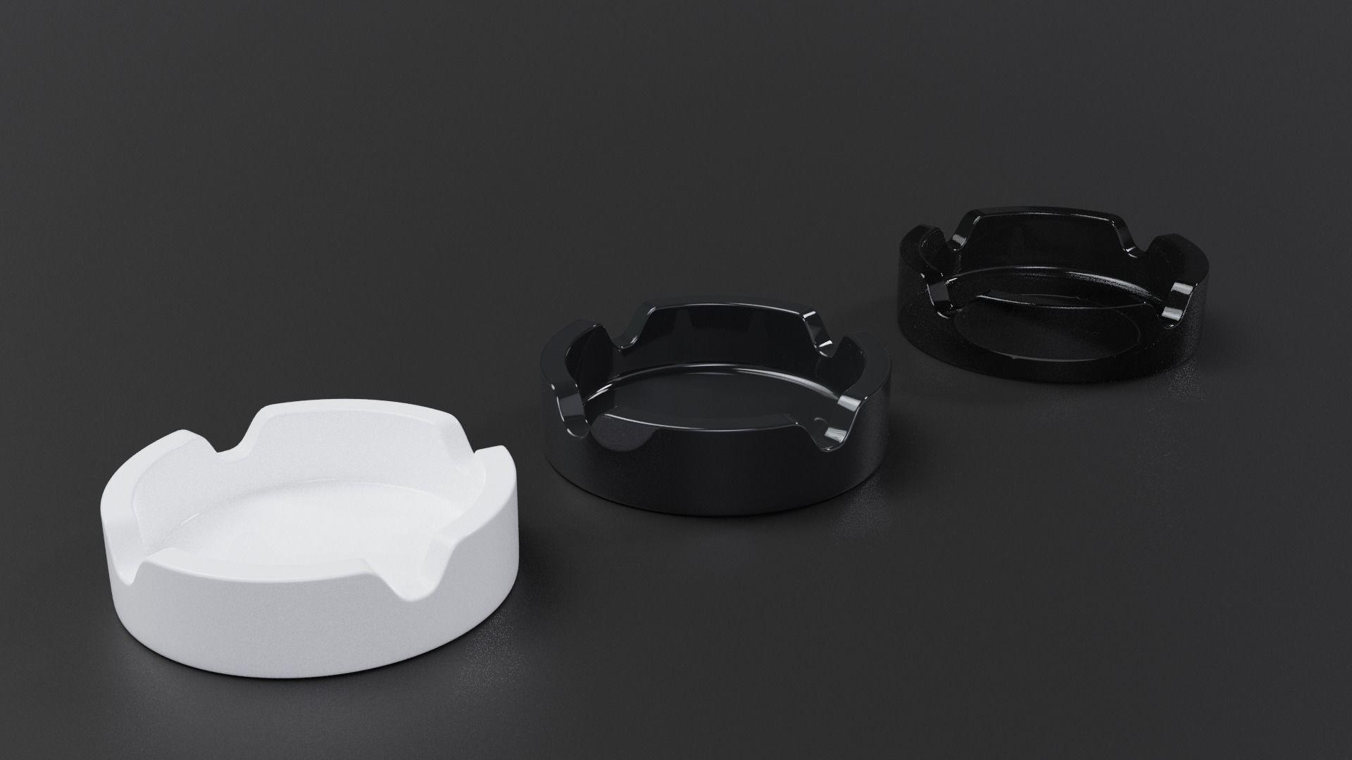  glass ashtray white black and black transparent Free 3D model_2