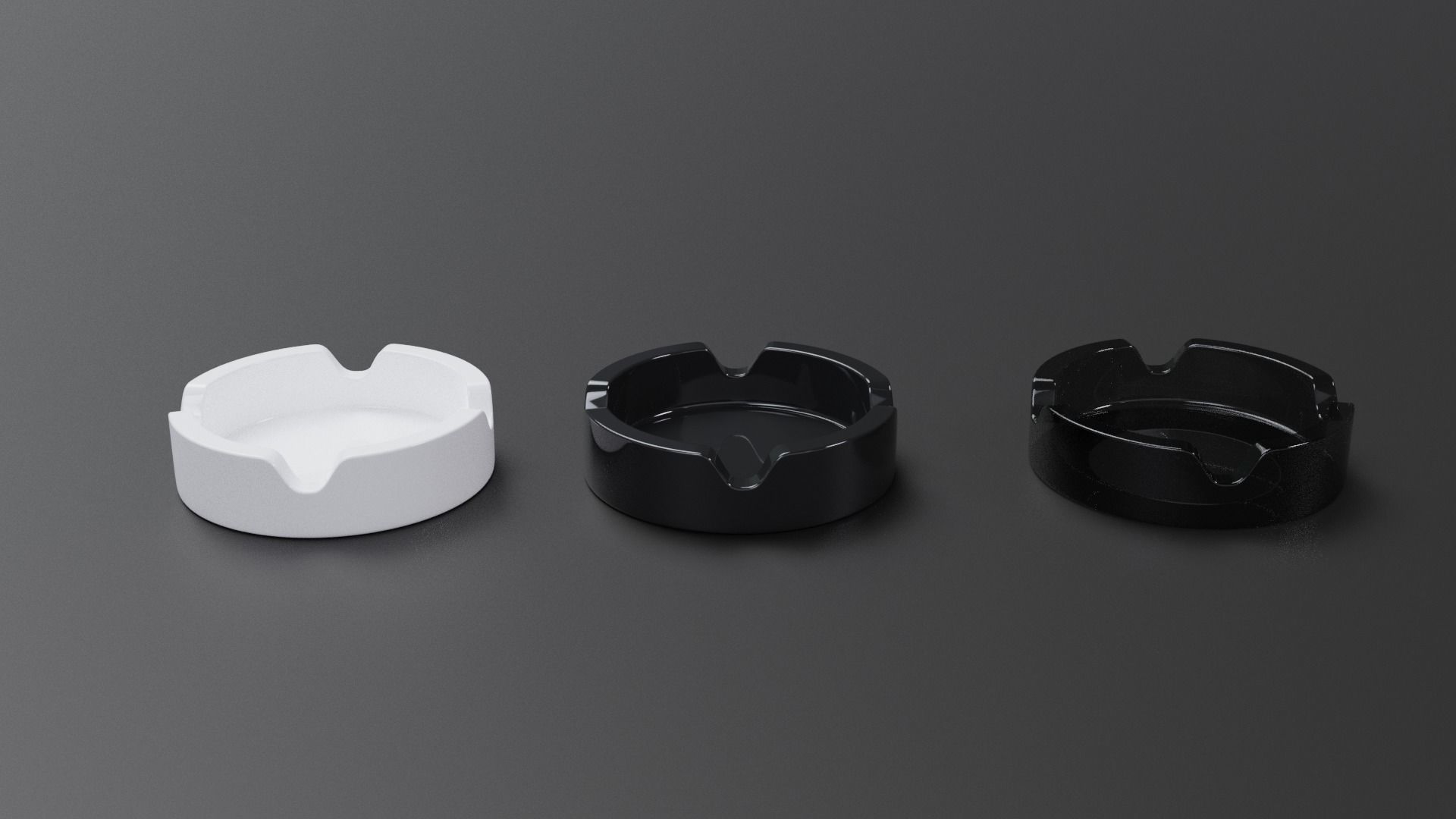  glass ashtray white black and black transparent Free 3D model_3