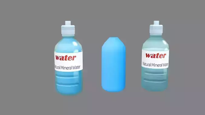 Cartoon bottled water Low-poly 3D model