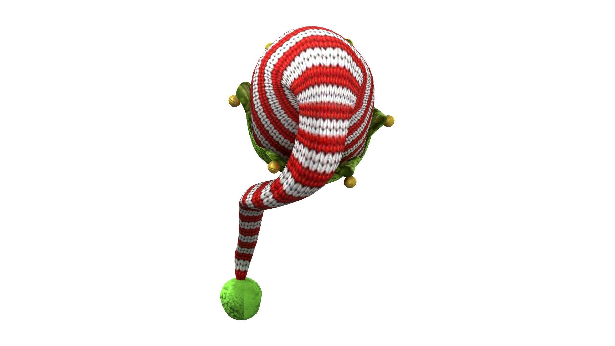 Elf Hat With Bells Low-poly 3D model_3