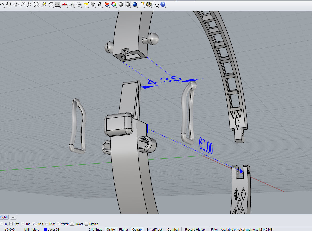 BAGUETTE BRACELETS 3D print model_13