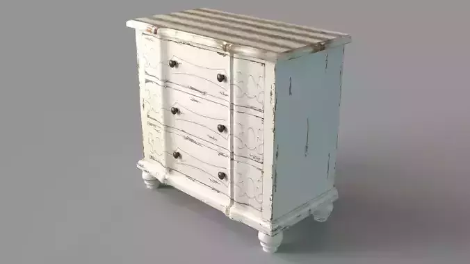 Distressed Chest White 3D model