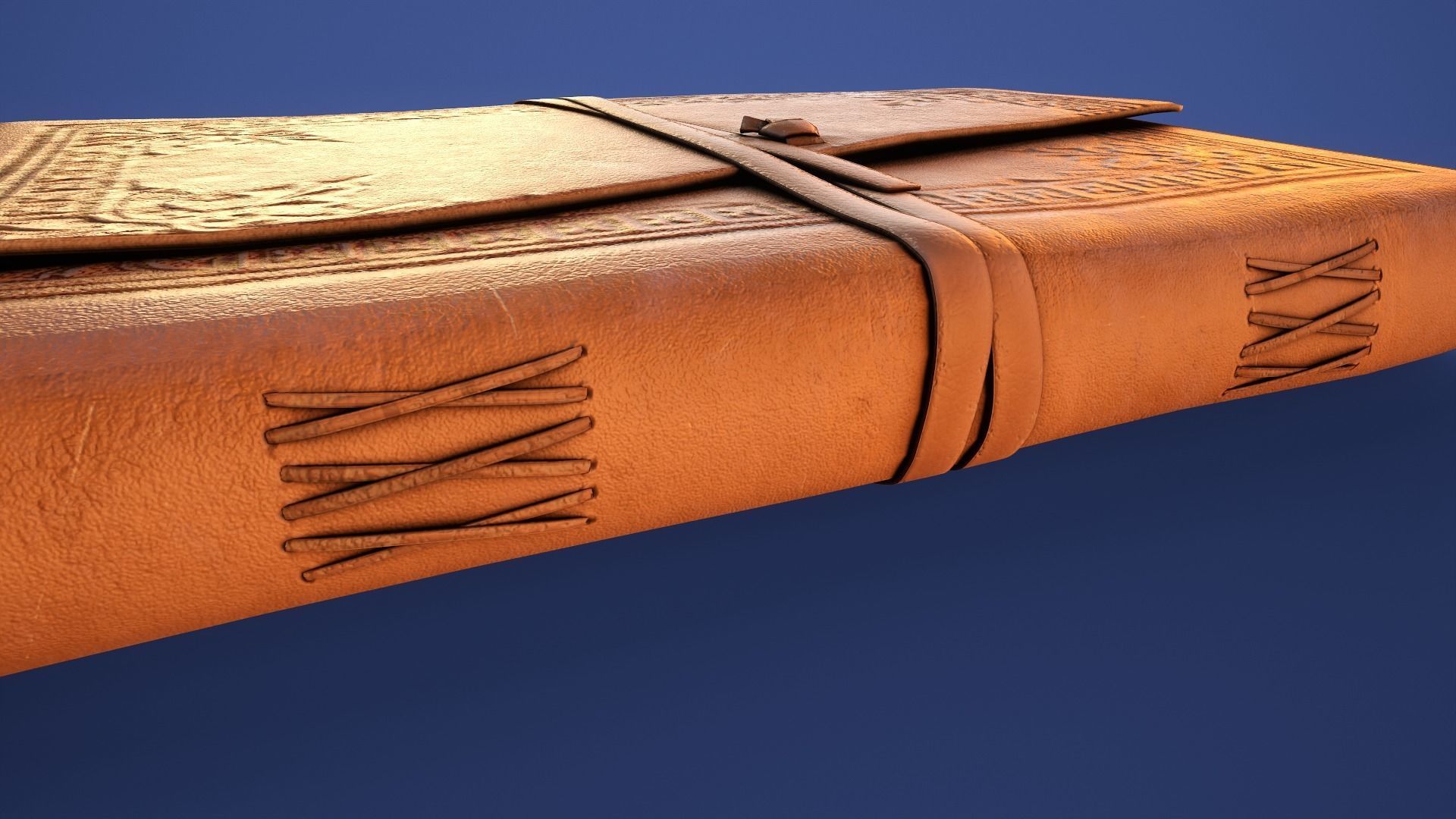 Leather Bound Book Low-poly 3D model_4