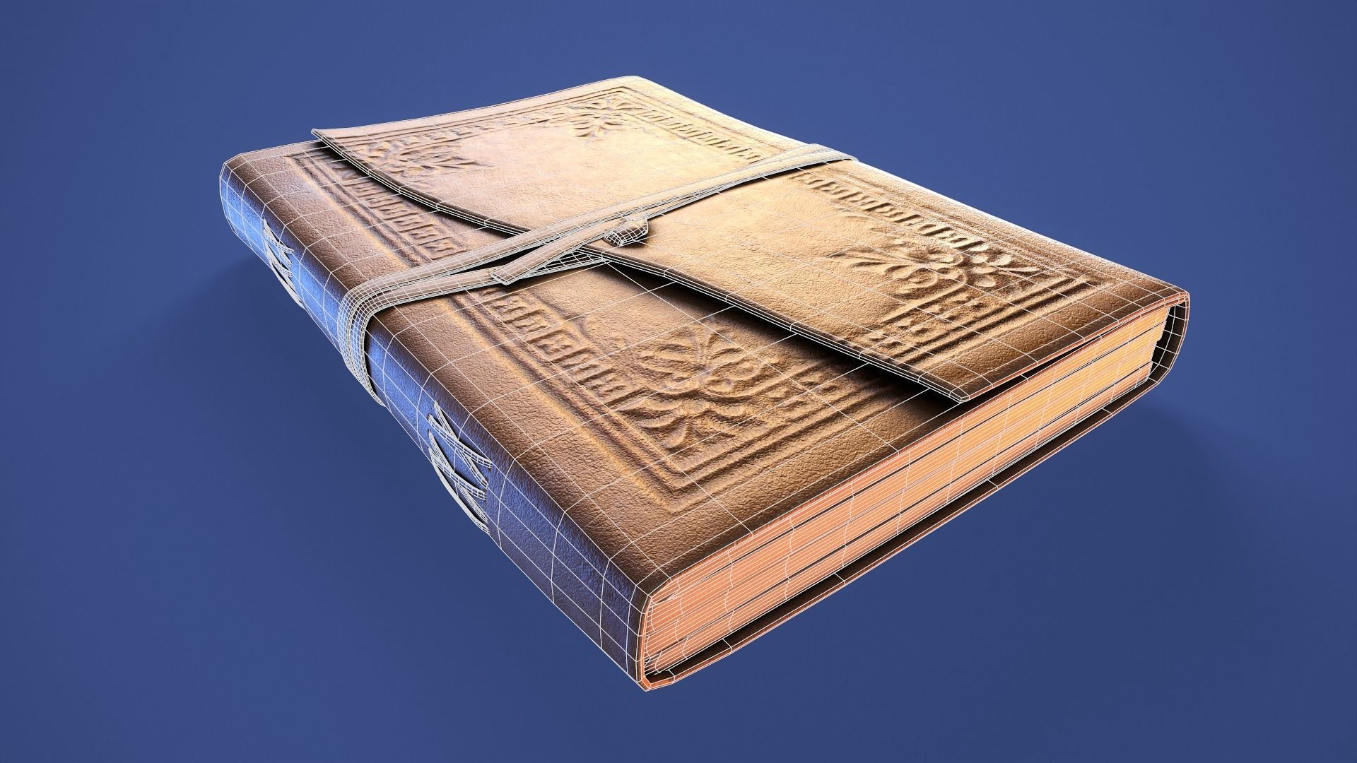 Leather Bound Book Low-poly 3D model_7