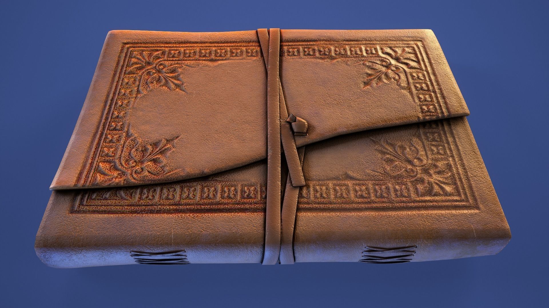 Leather Bound Book Low-poly 3D model_1