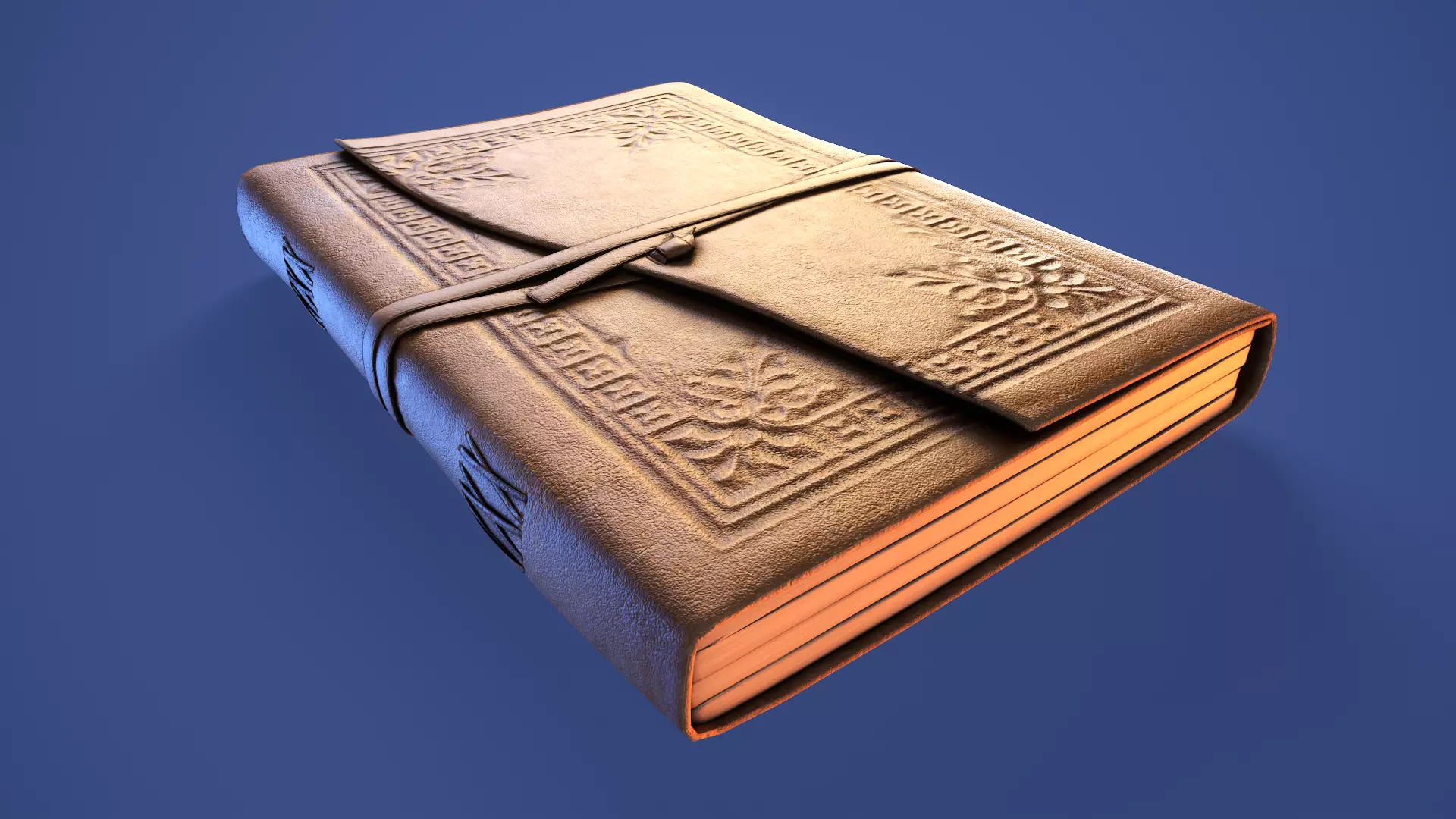 Leather Bound Book Low-poly 3D model_0