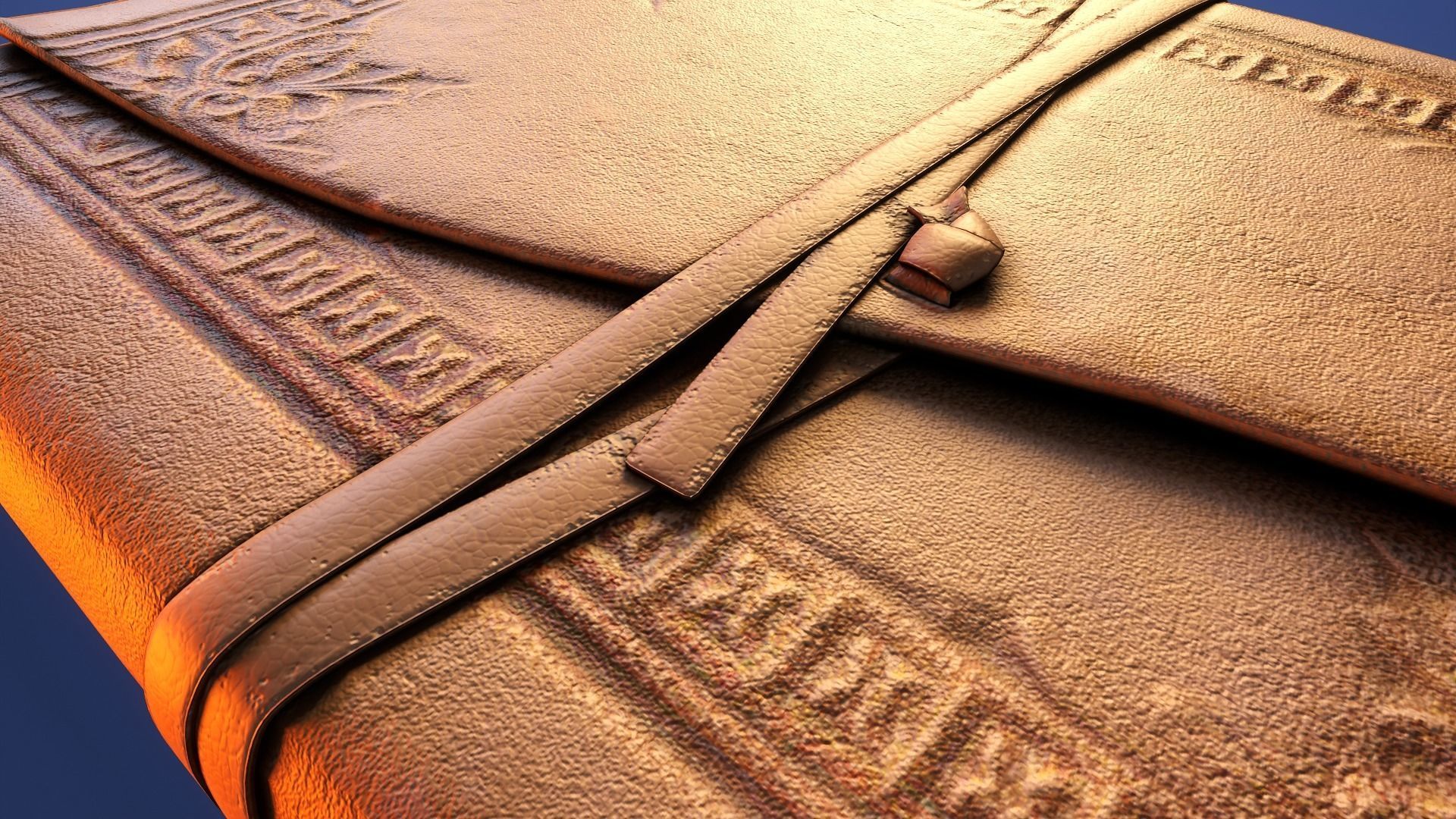 Leather Bound Book Low-poly 3D model_3