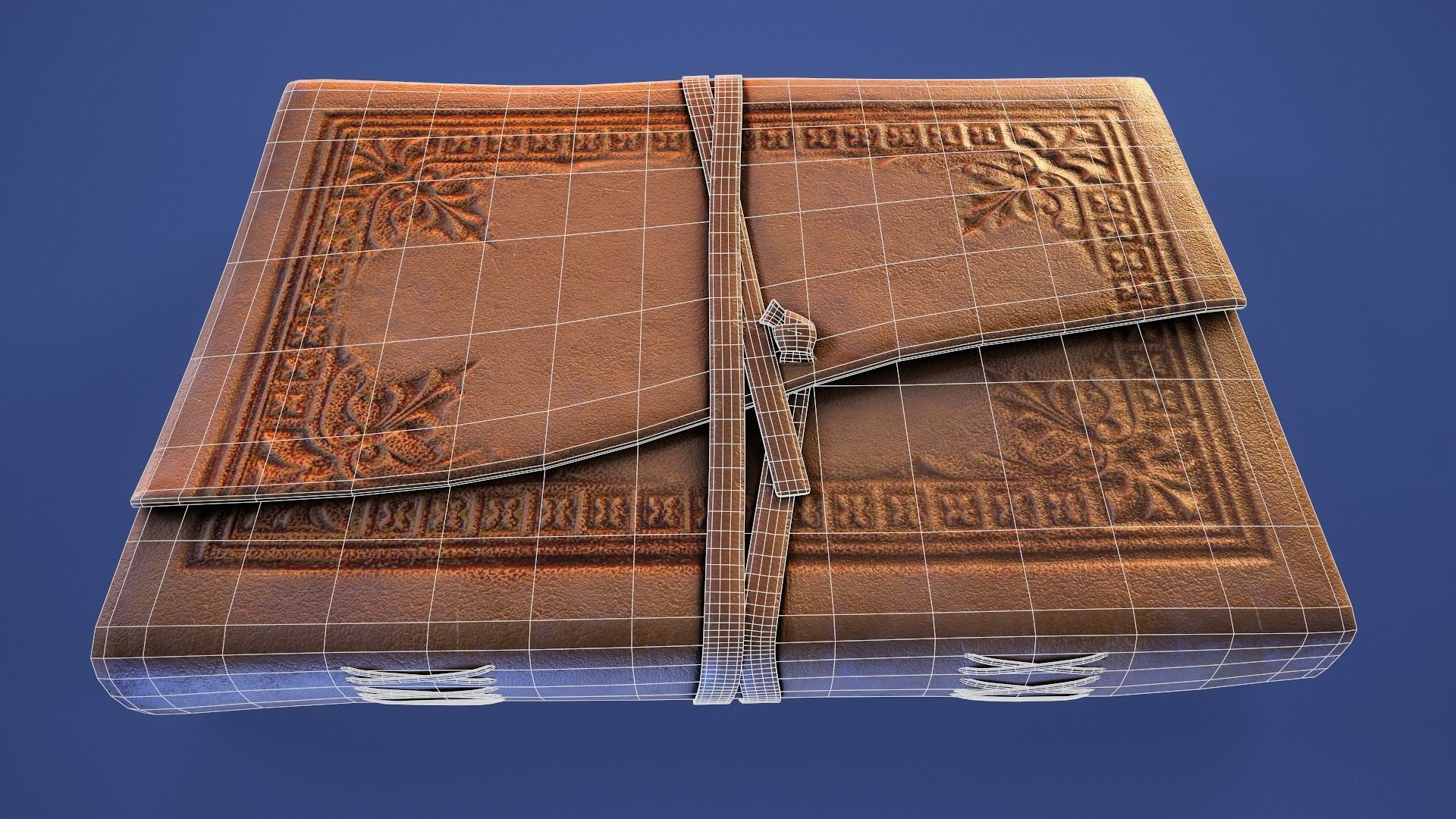 Leather Bound Book Low-poly 3D model_8