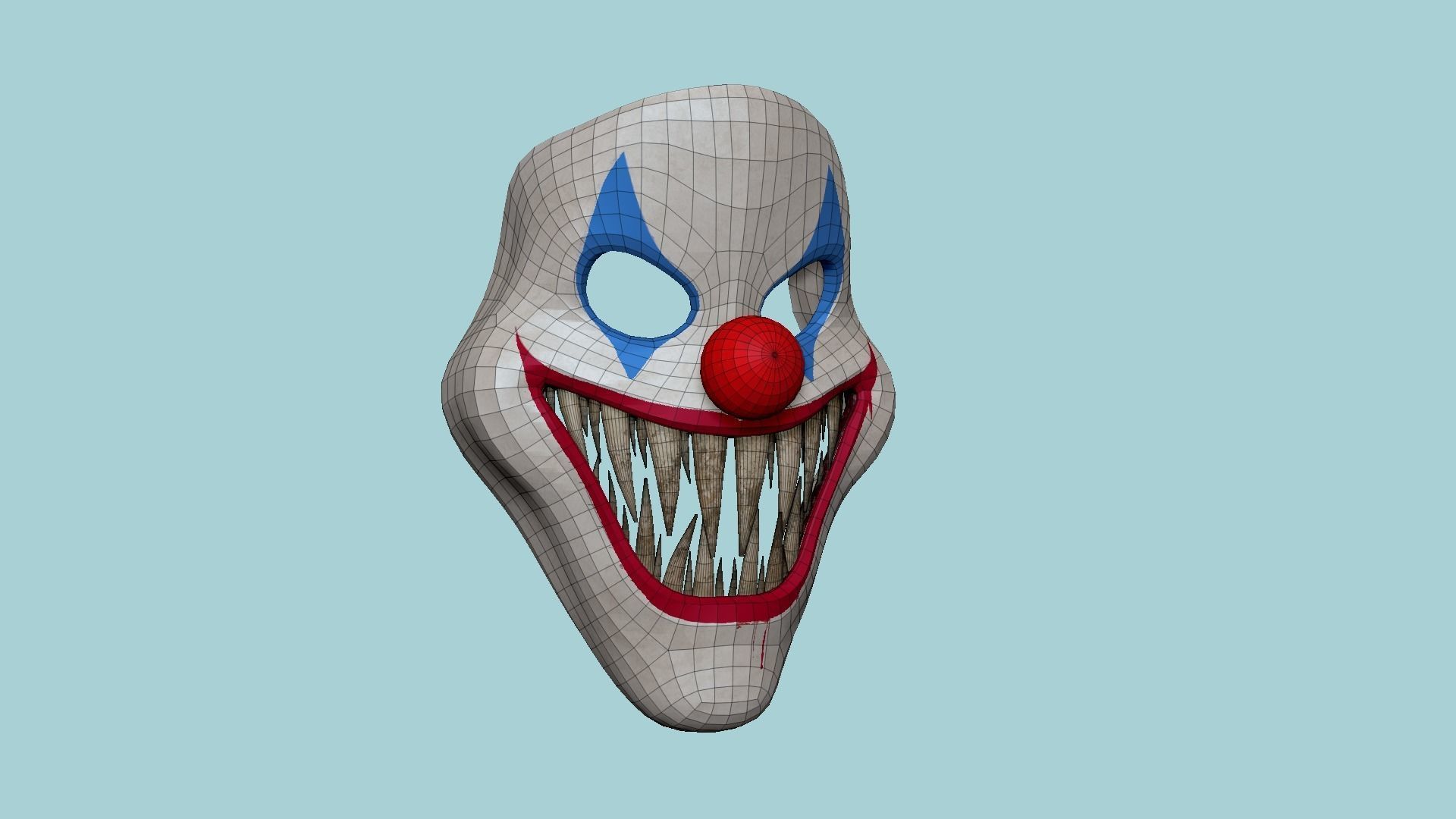 Clown Terror Mask 02 Red Blue - Character Design Fashion Low-poly 3D model_6