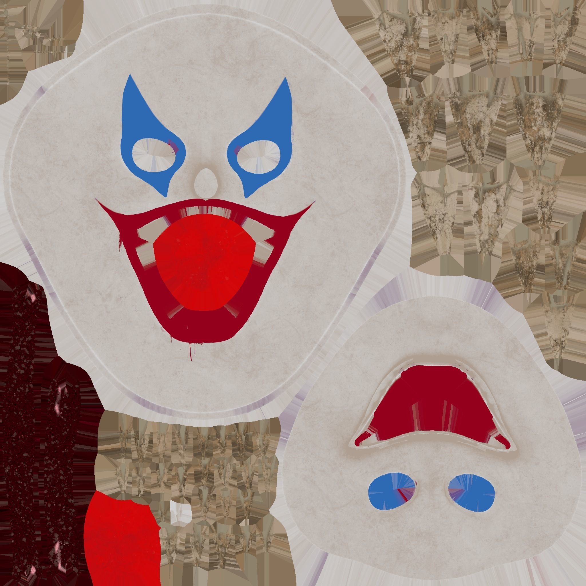 Clown Terror Mask 02 Red Blue - Character Design Fashion Low-poly 3D model_17