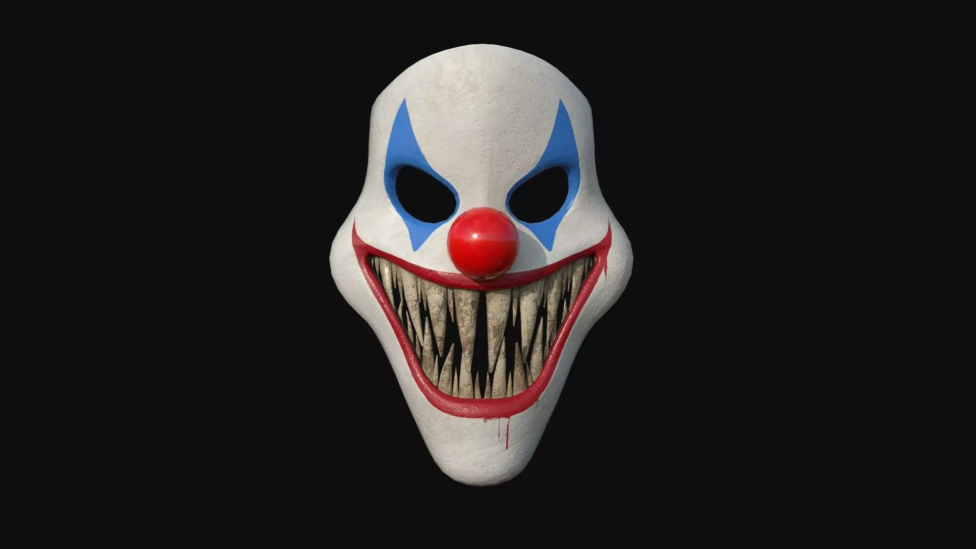 Clown Terror Mask 02 Red Blue - Character Design Fashion Low-poly 3D model_0