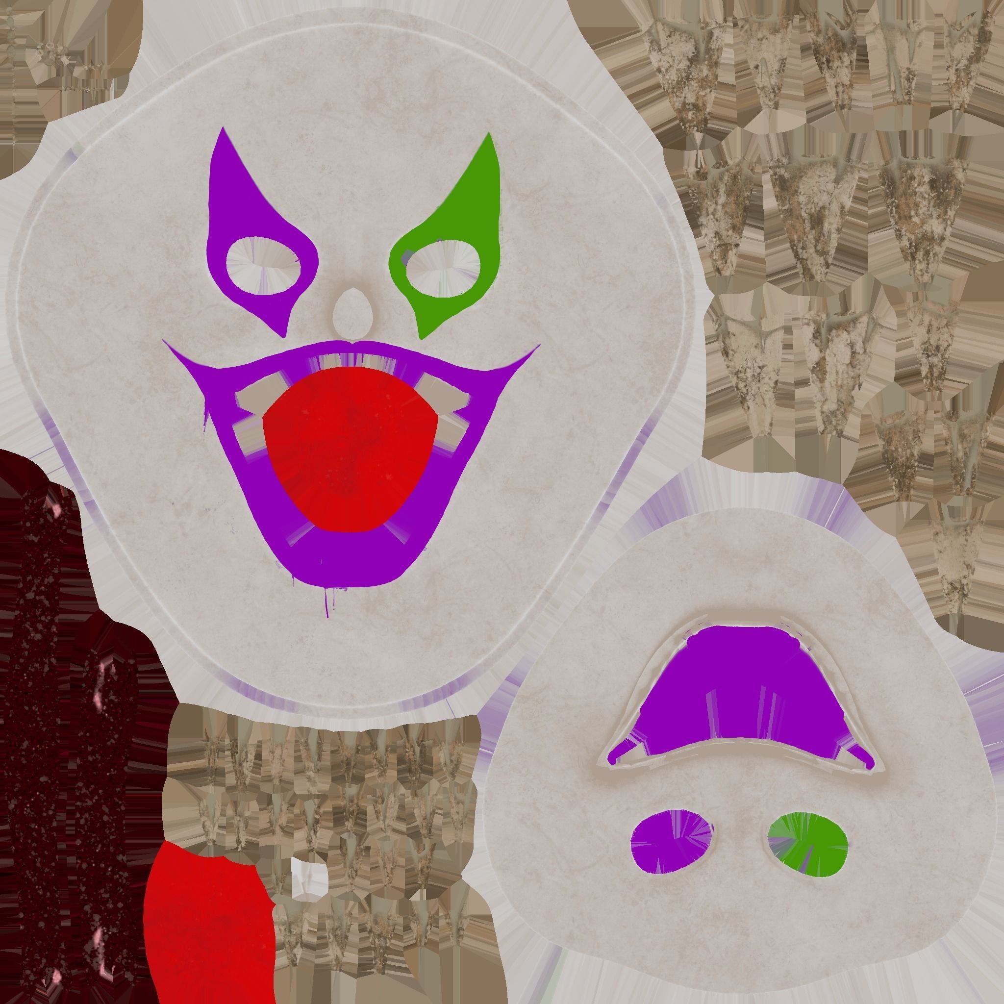 Clown Terror Mask 03 Green Purple - Character Design Fashion Low-poly 3D model_16