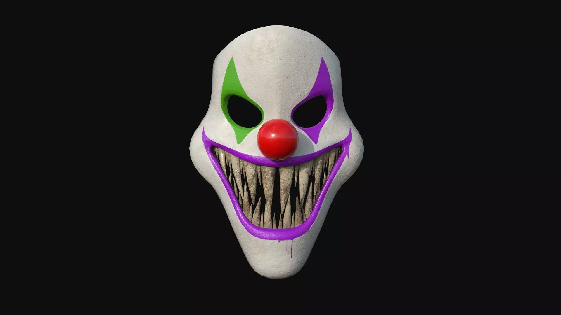 Clown Terror Mask 03 Green Purple - Character Design Fashion Low-poly 3D model_0