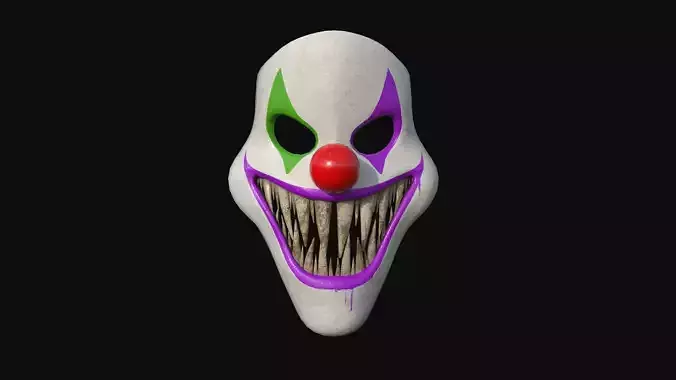 Clown Terror Mask 03 Green Purple - Character Design Fashion Low-poly 3D model