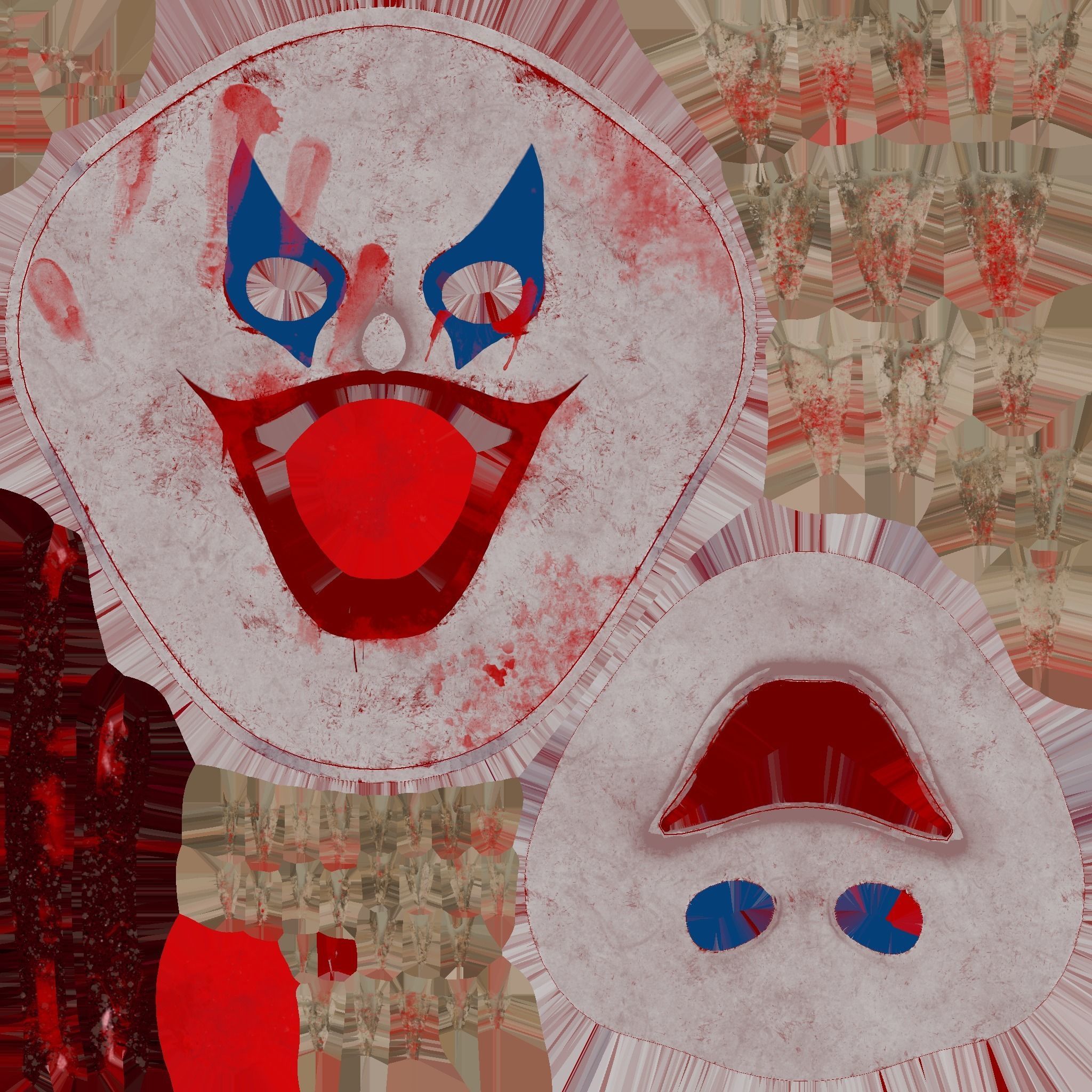 Clown Terror Mask 04 Red Blood - Character Design Fashion Low-poly 3D model_16