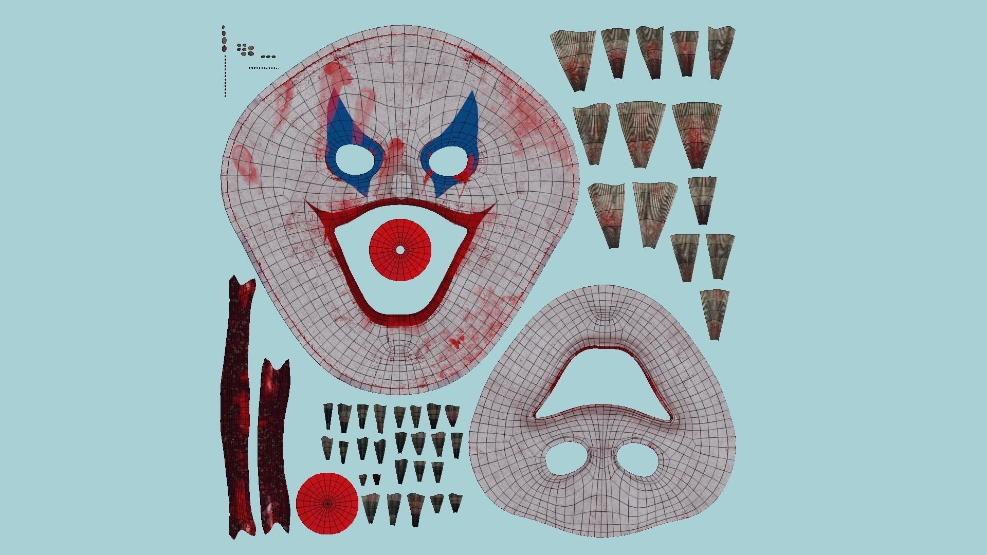 Clown Terror Mask 04 Red Blood - Character Design Fashion Low-poly 3D model_5