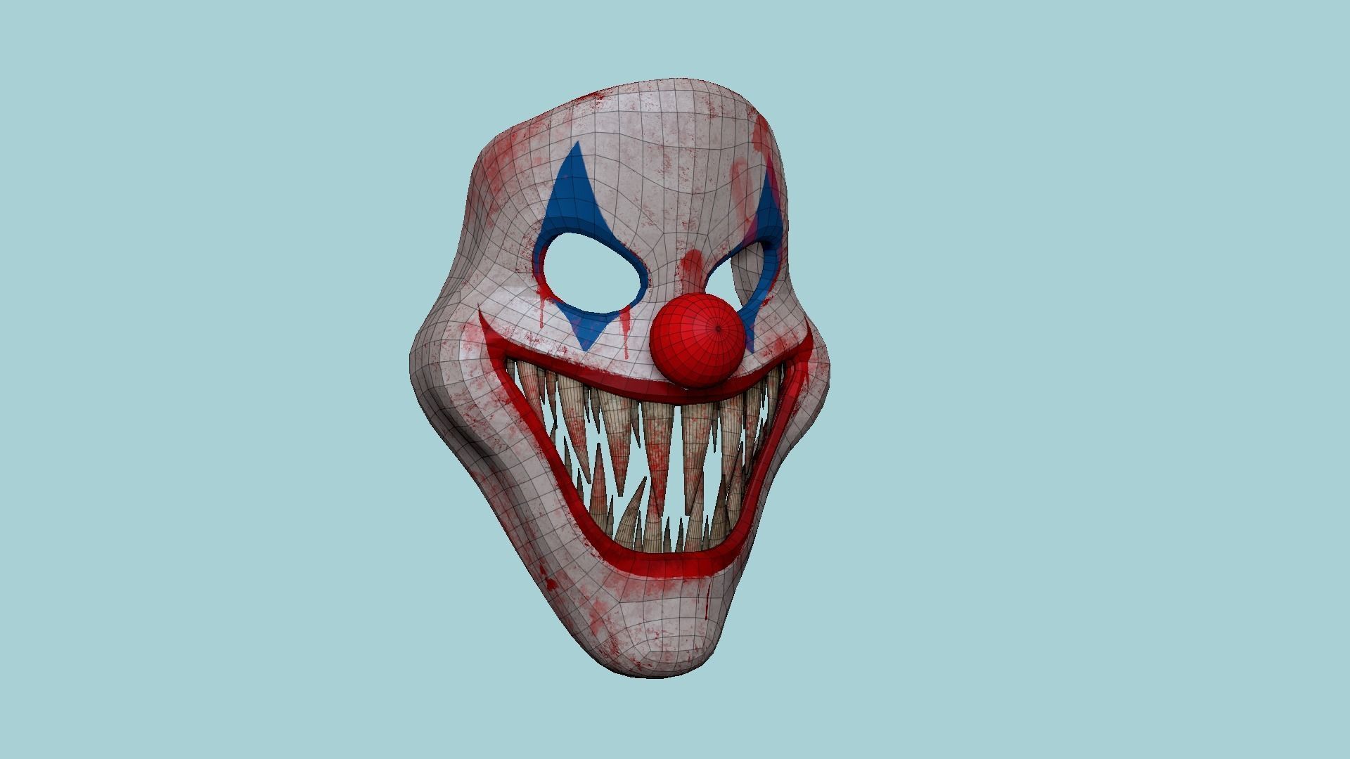Clown Terror Mask 04 Red Blood - Character Design Fashion Low-poly 3D model_6