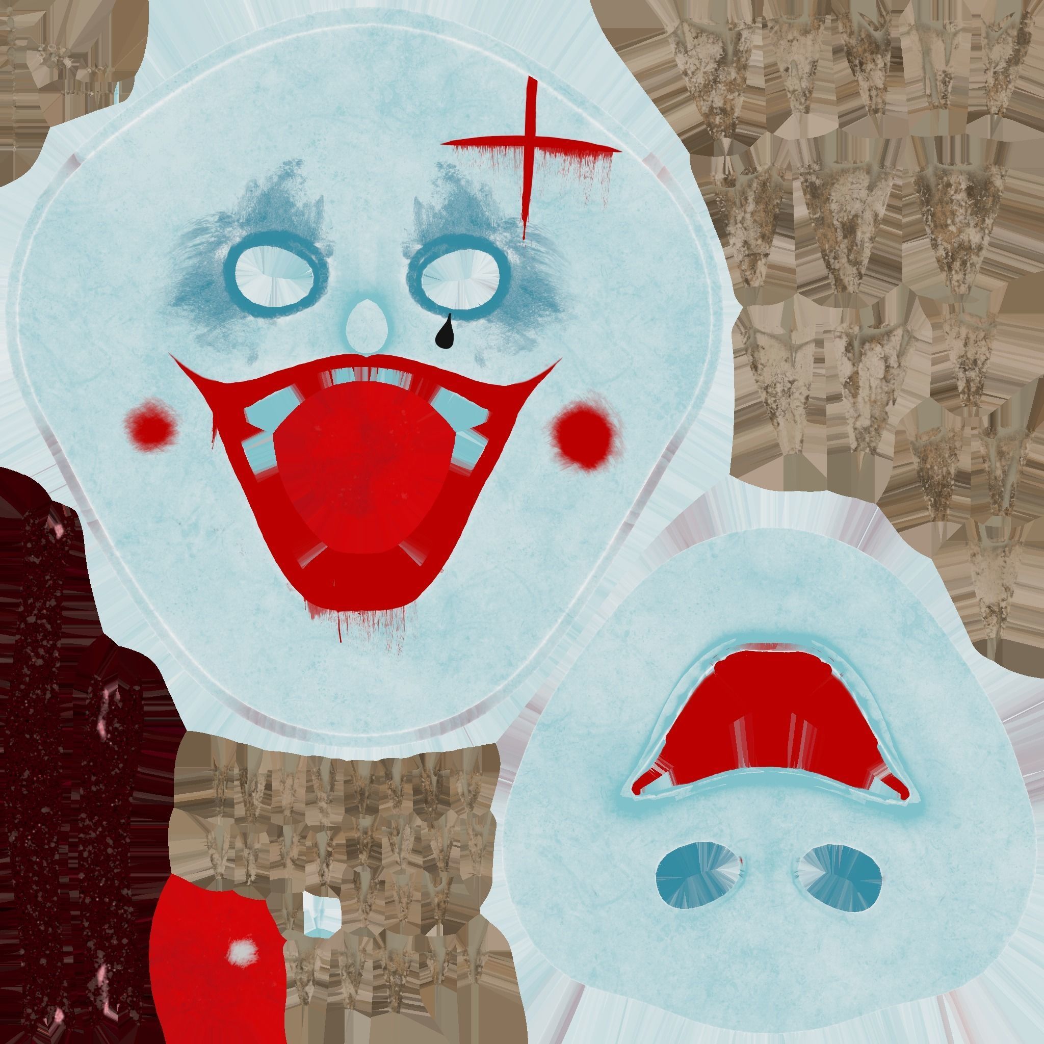 Clown Terror Mask 05 Light Blue - Character Design Fashion Low-poly 3D model_16
