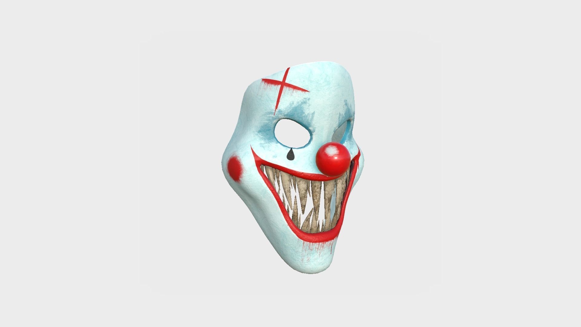 Clown Terror Mask 05 Light Blue - Character Design Fashion Low-poly 3D model_1