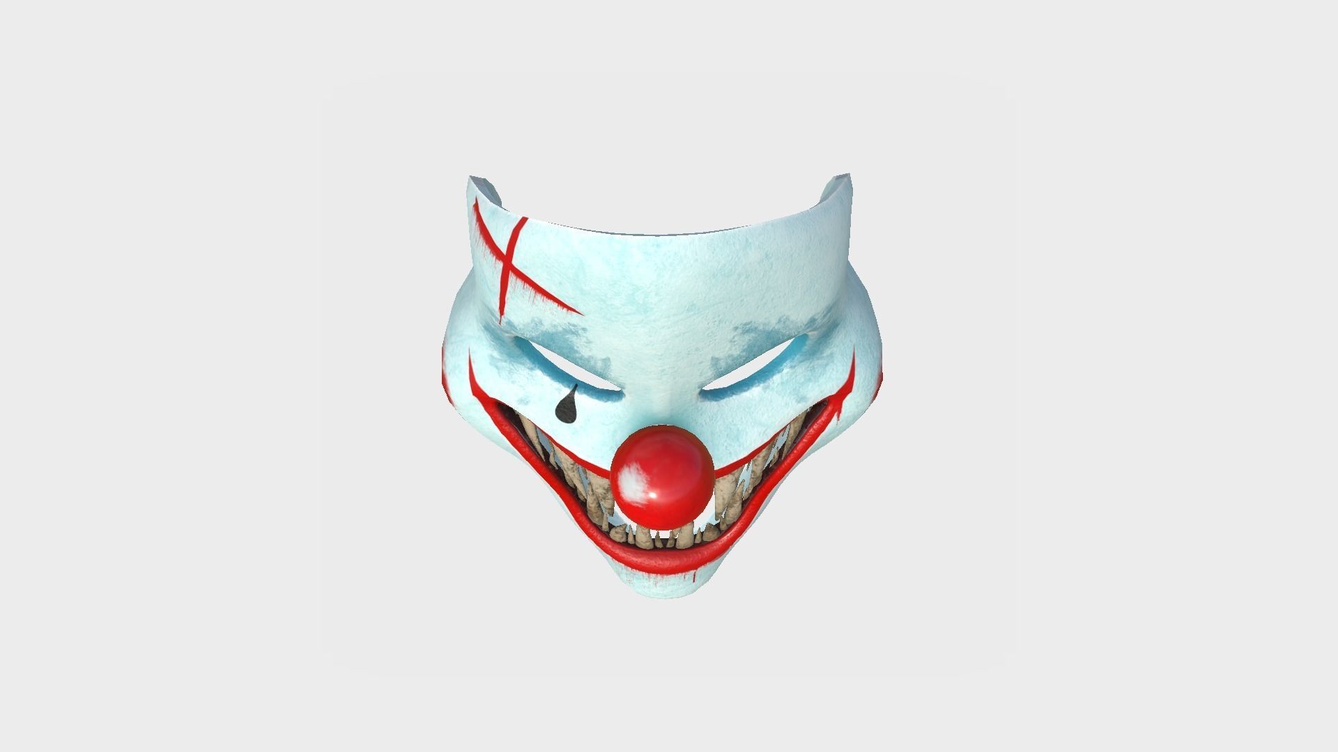 Clown Terror Mask 05 Light Blue - Character Design Fashion Low-poly 3D model_2