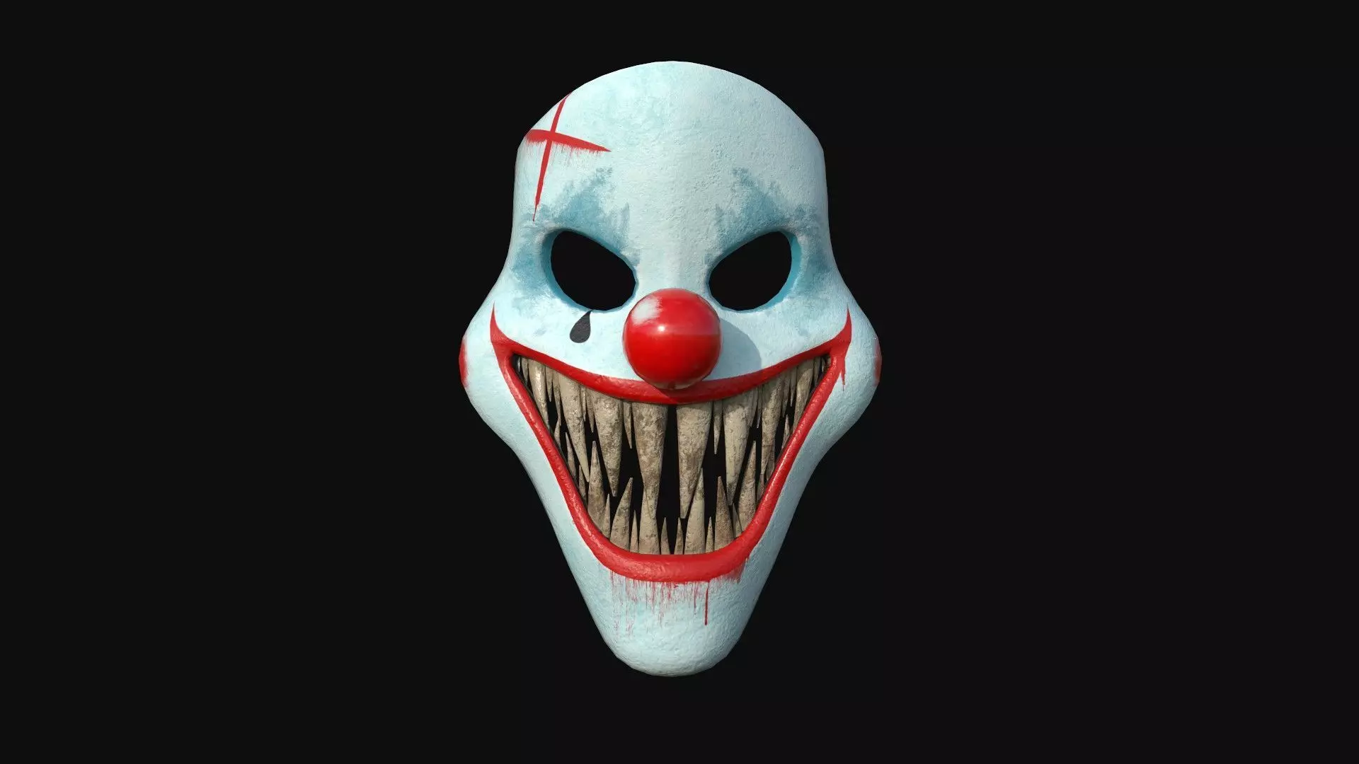 Clown Terror Mask 05 Light Blue - Character Design Fashion Low-poly 3D model_0