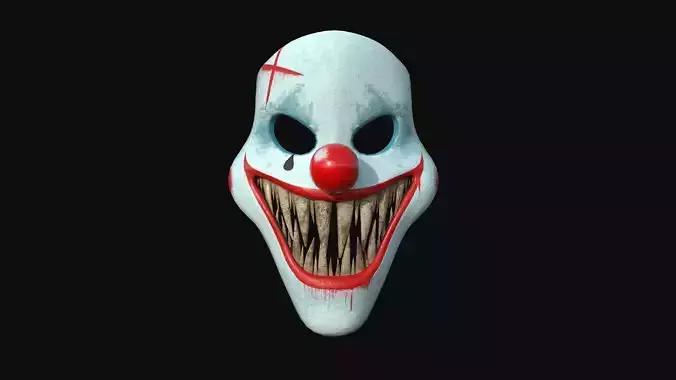 Clown Terror Mask 05 Light Blue - Character Design Fashion Low-poly 3D model