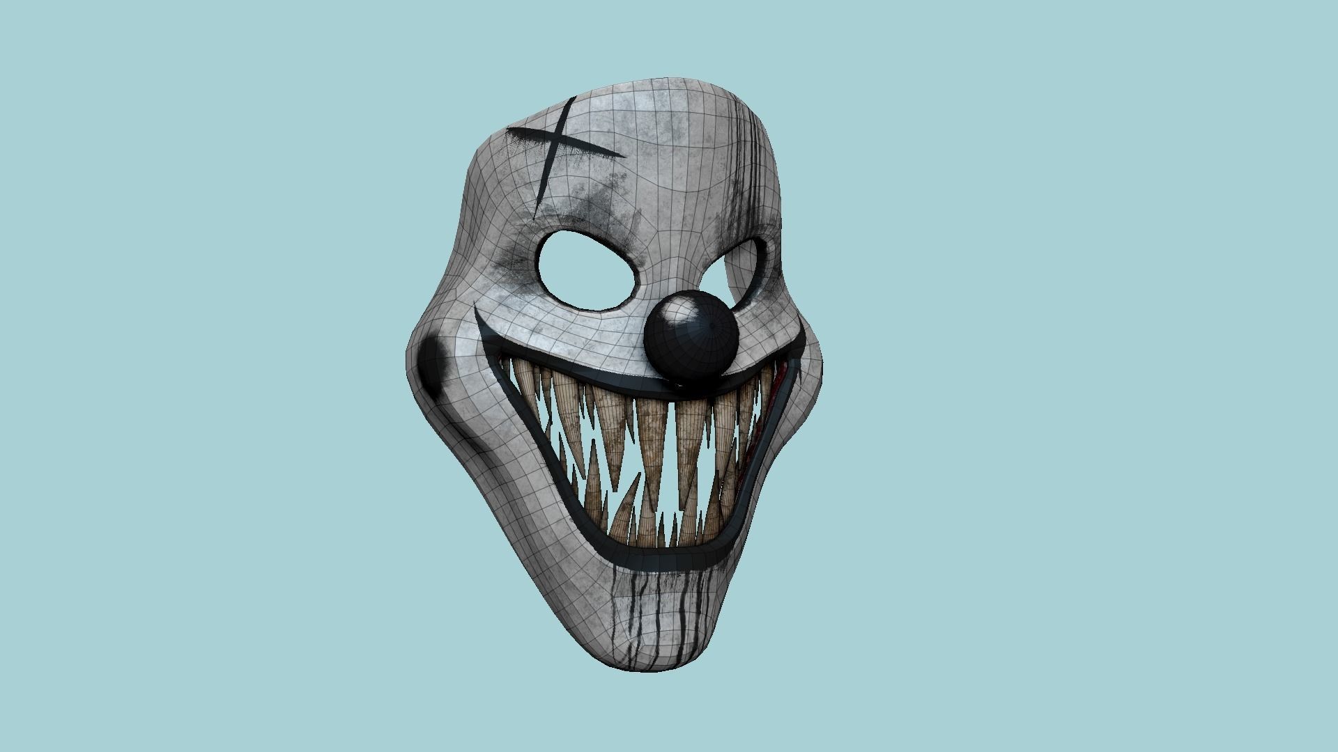 Clown Terror Mask 06 Black - Character Design Fashion Low-poly 3D model_6